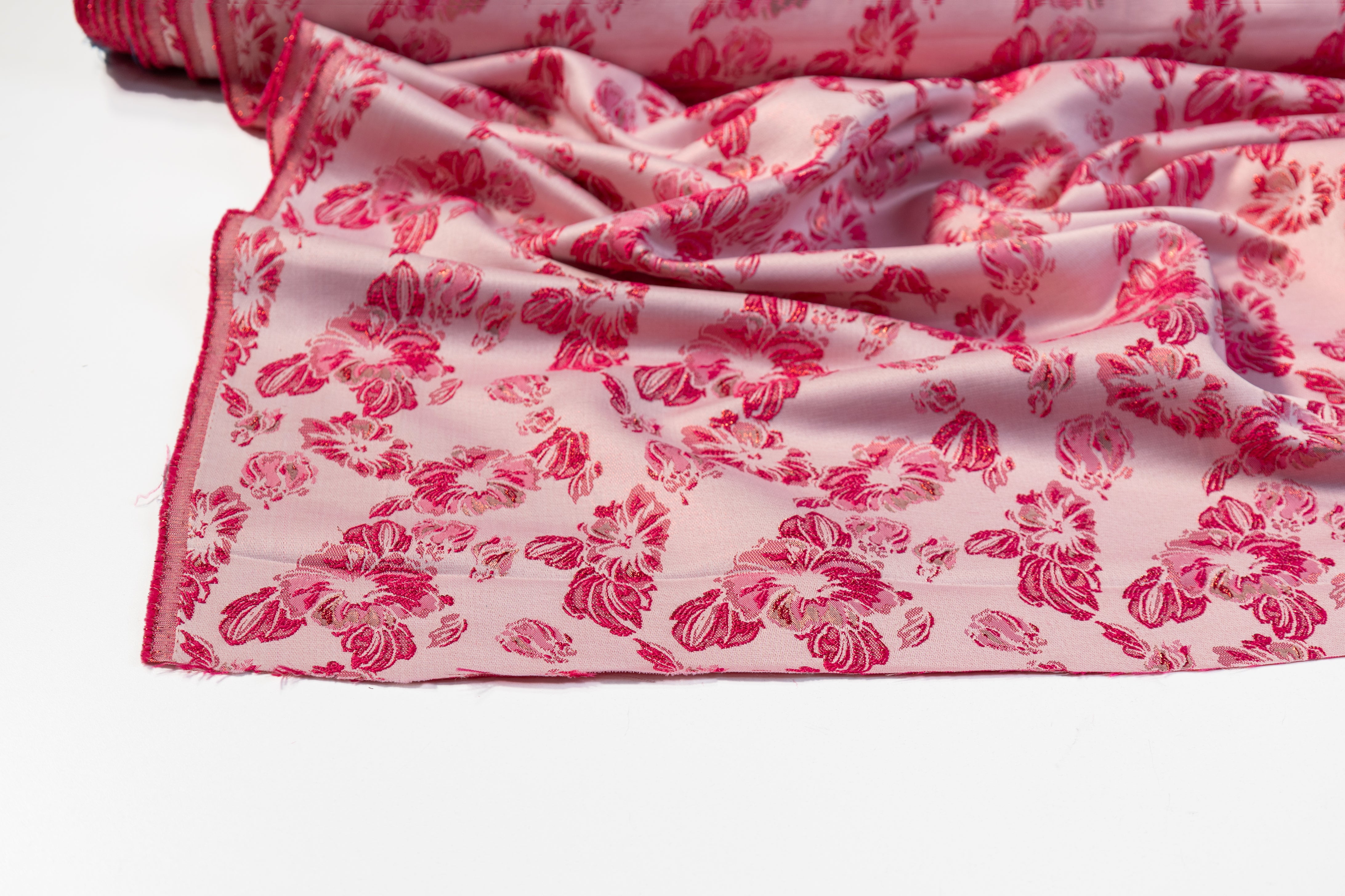 Floral Metallic Brocade - Magenta