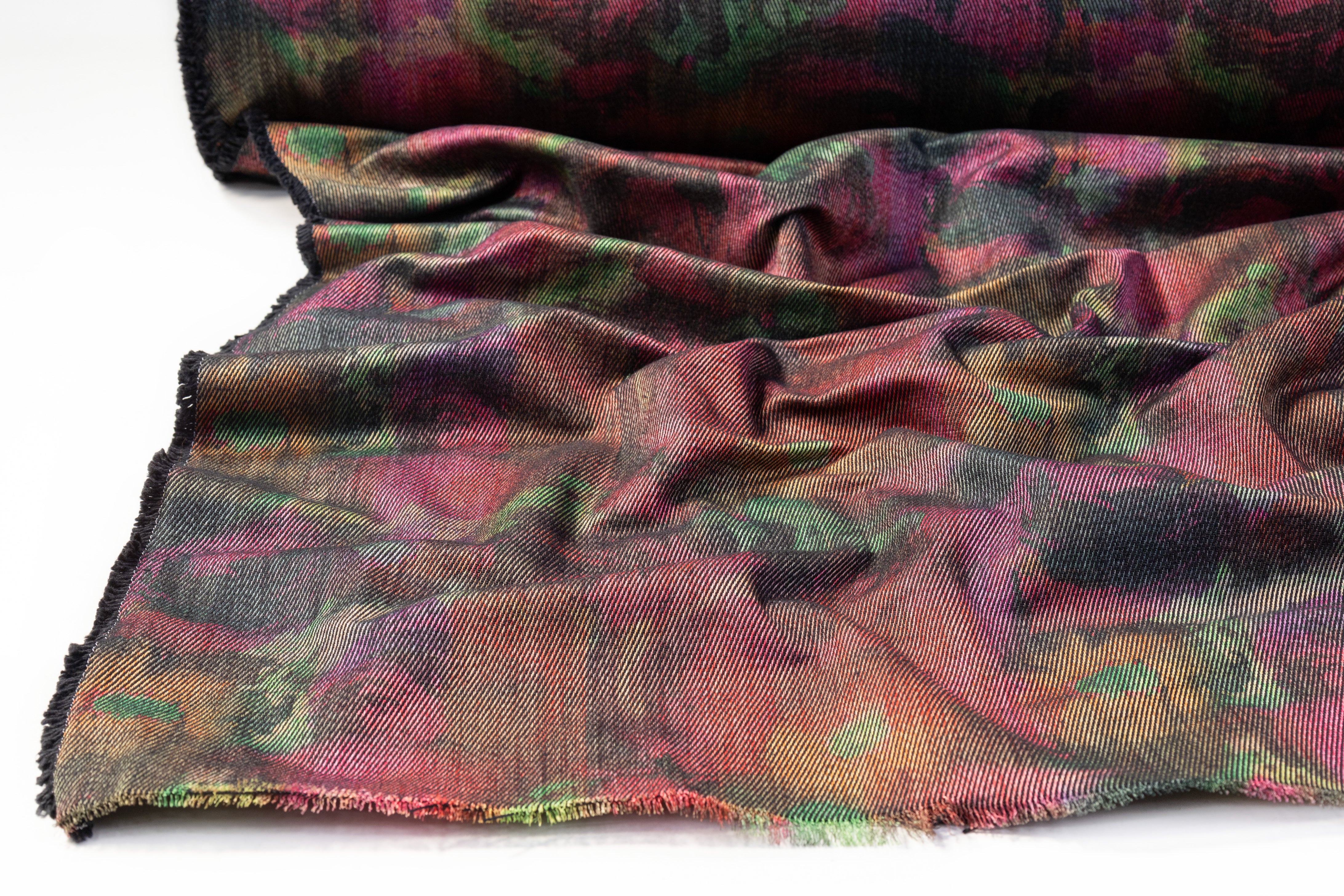 Abstract Italian Chiné Twill - Fuchsia / Green