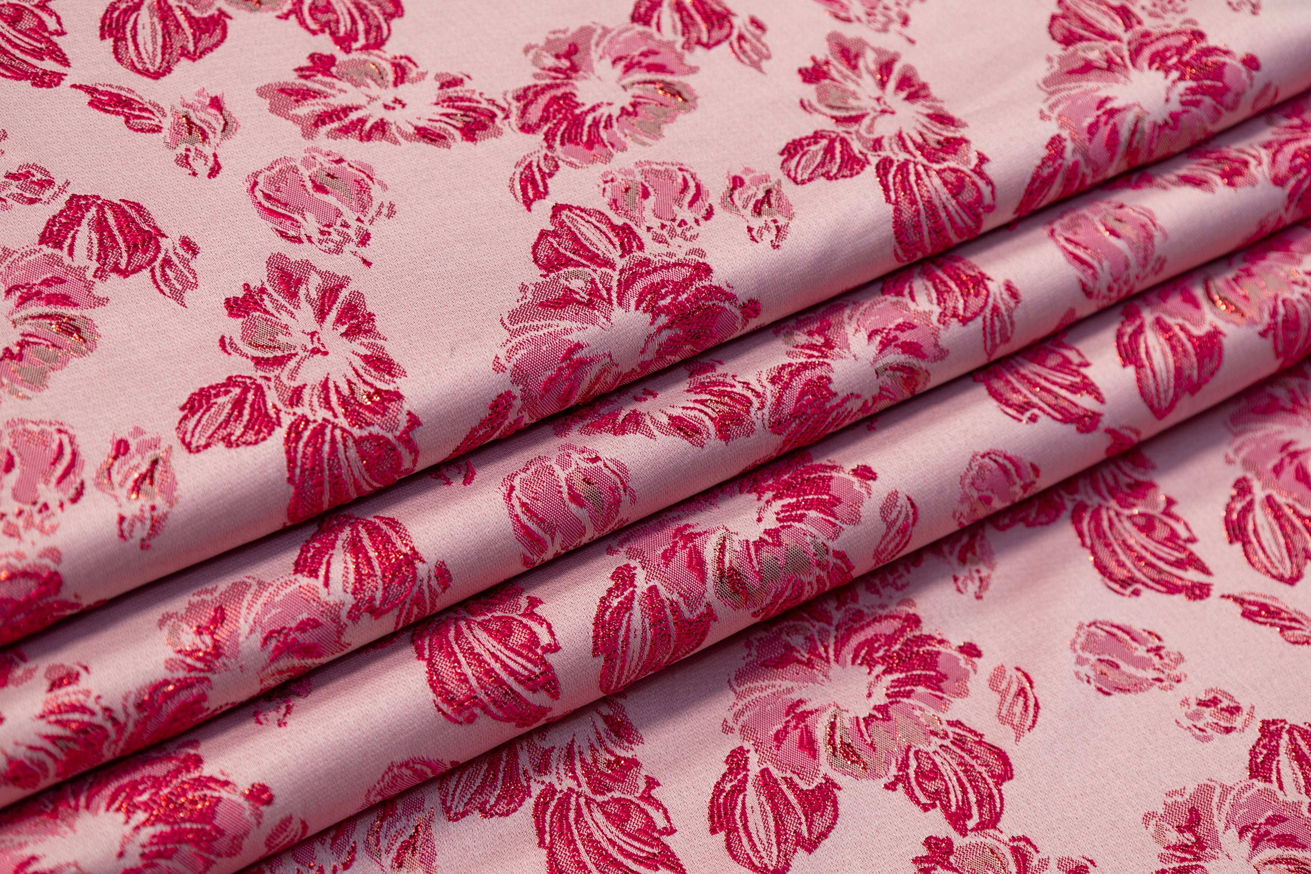 Floral Metallic Brocade - Magenta