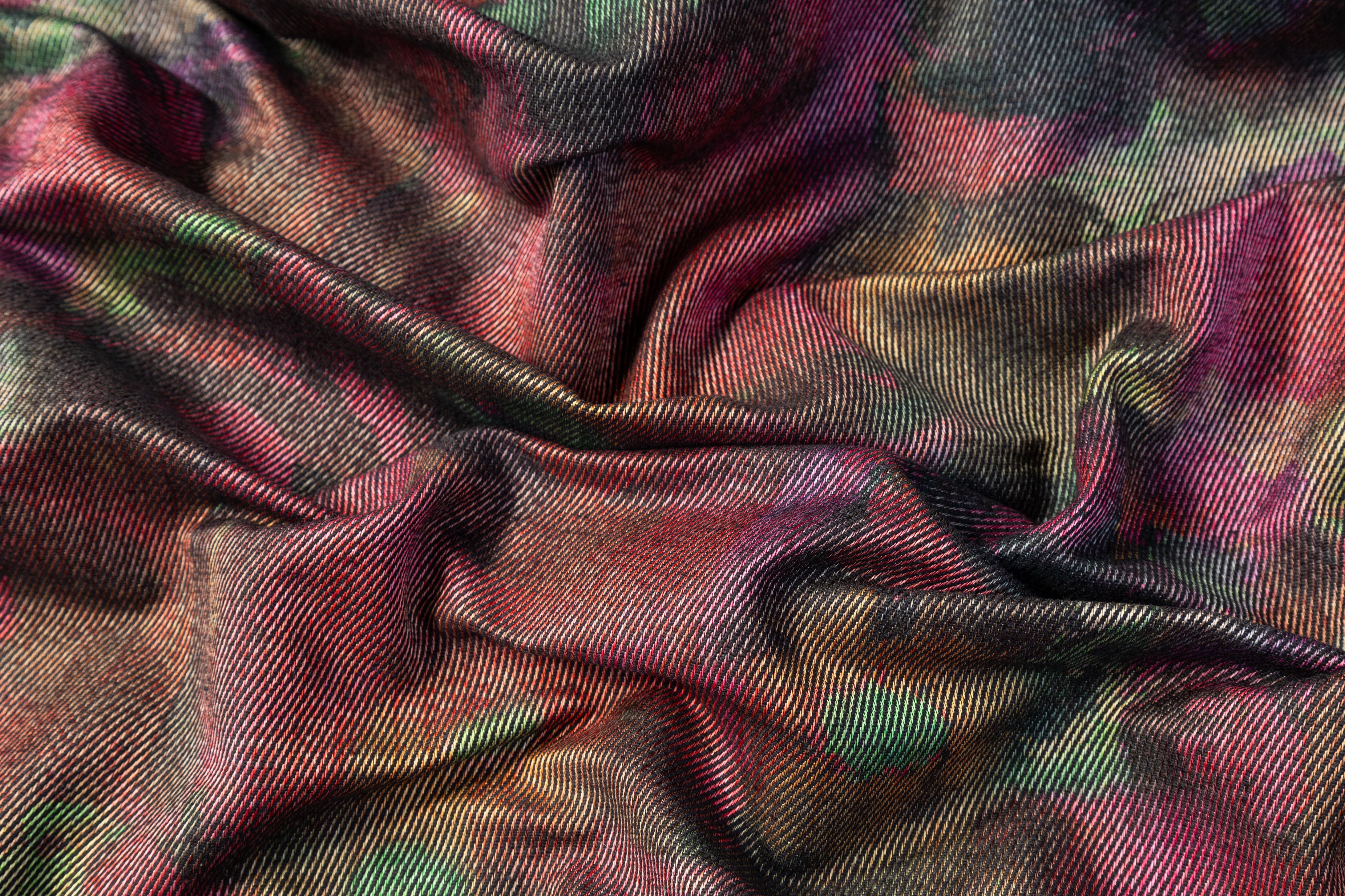 Abstract Italian Chiné Twill - Fuchsia / Green