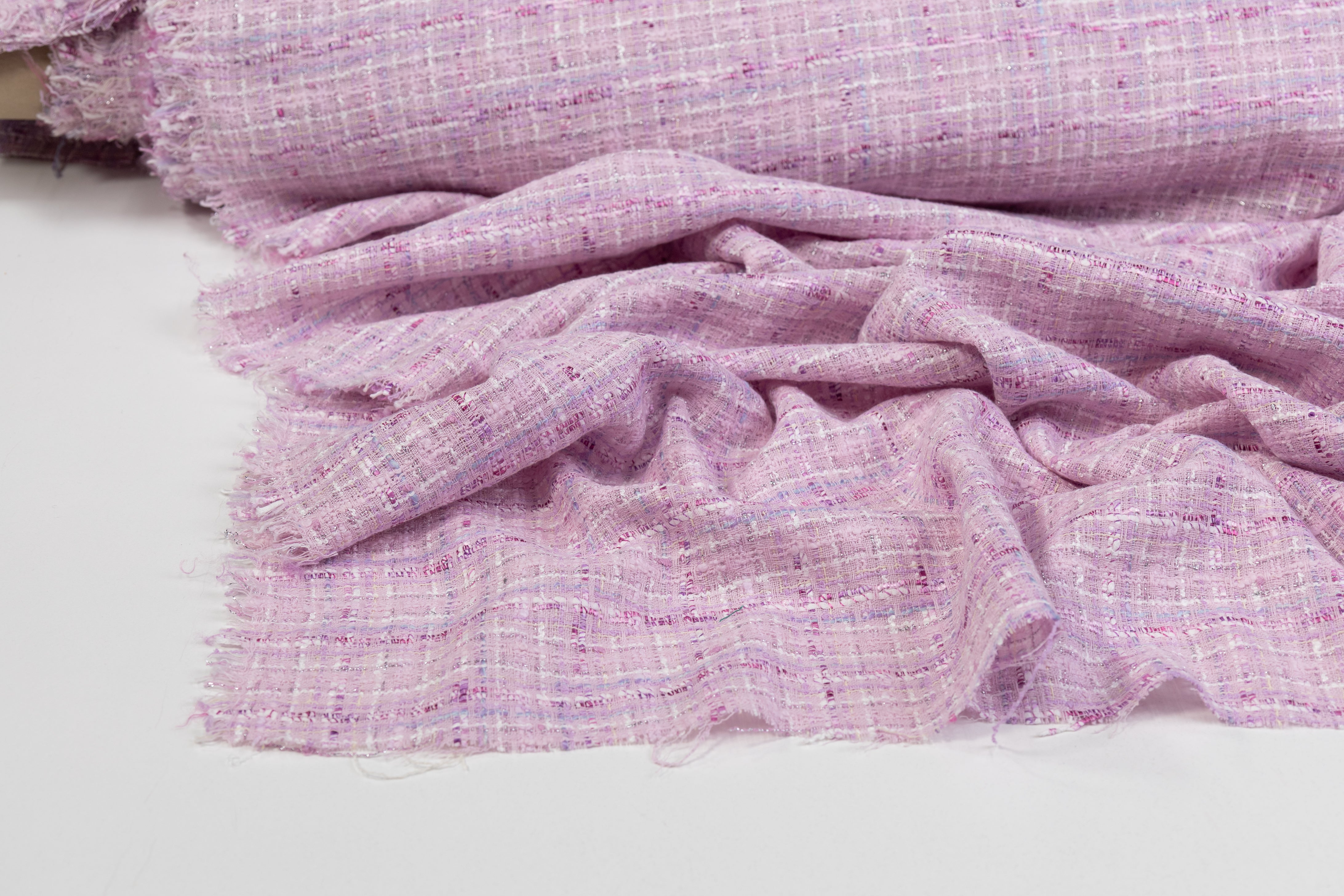 Metallic Cotton Blend Tweed - Pink