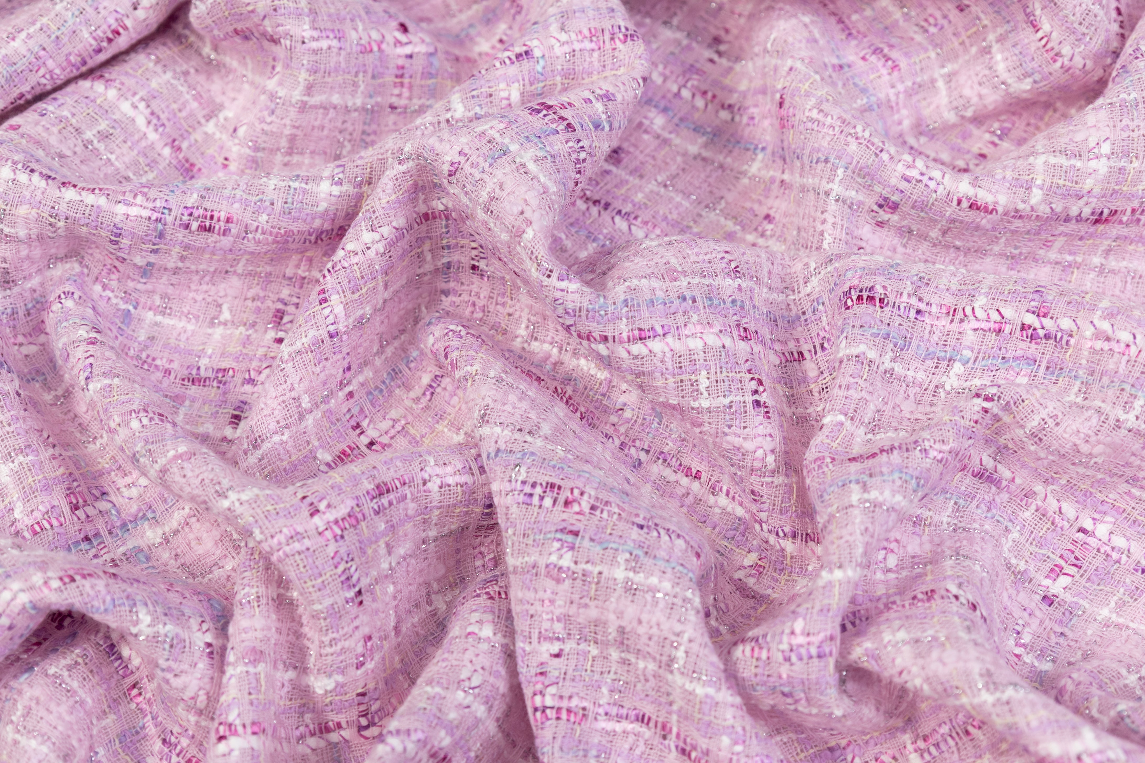 Metallic Cotton Blend Tweed - Pink