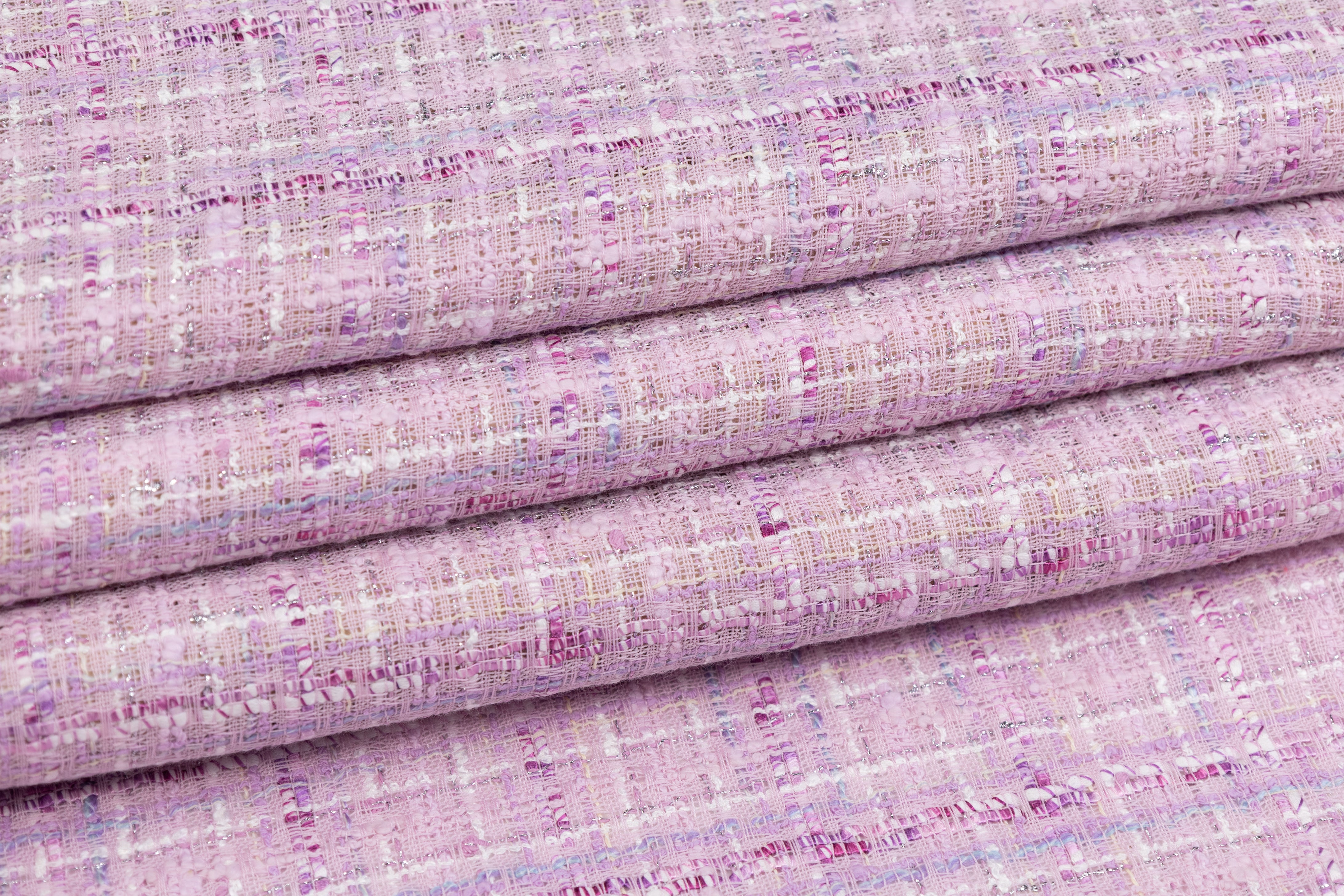 Metallic Cotton Blend Tweed - Pink
