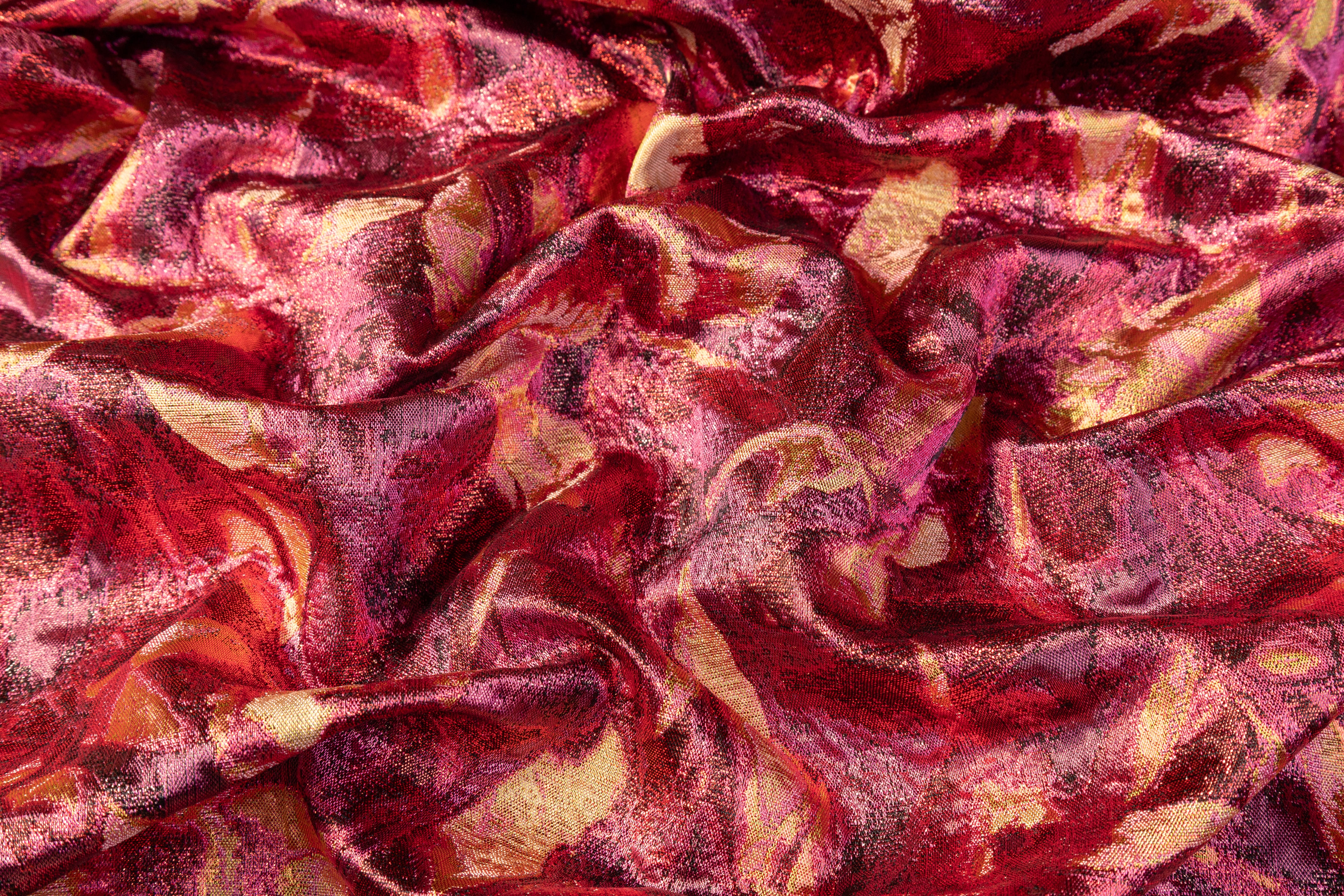 Abstract Metallic Italian Brocade - Pink