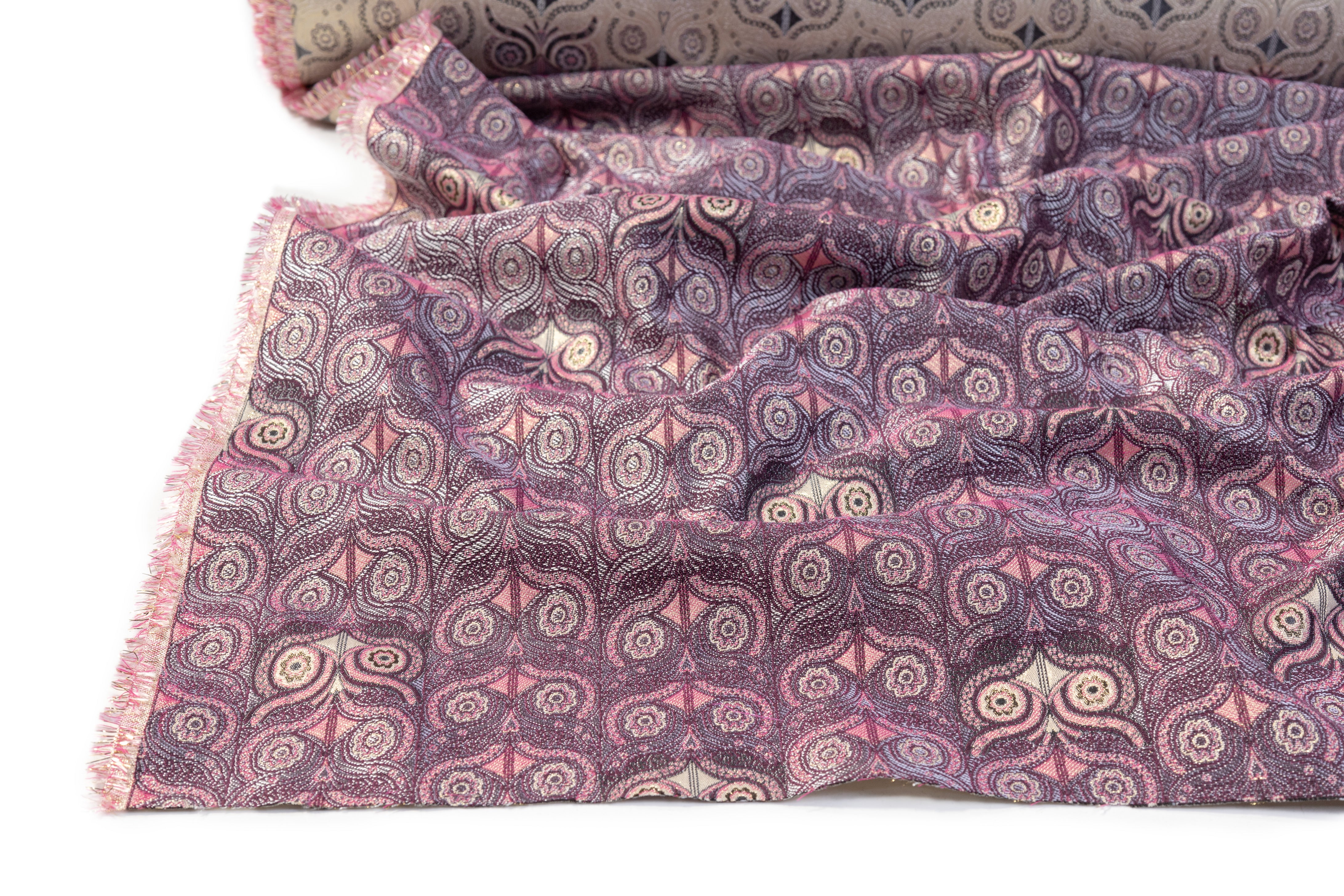 Art Deco Metallic Italian Brocade - Mauve / Gold