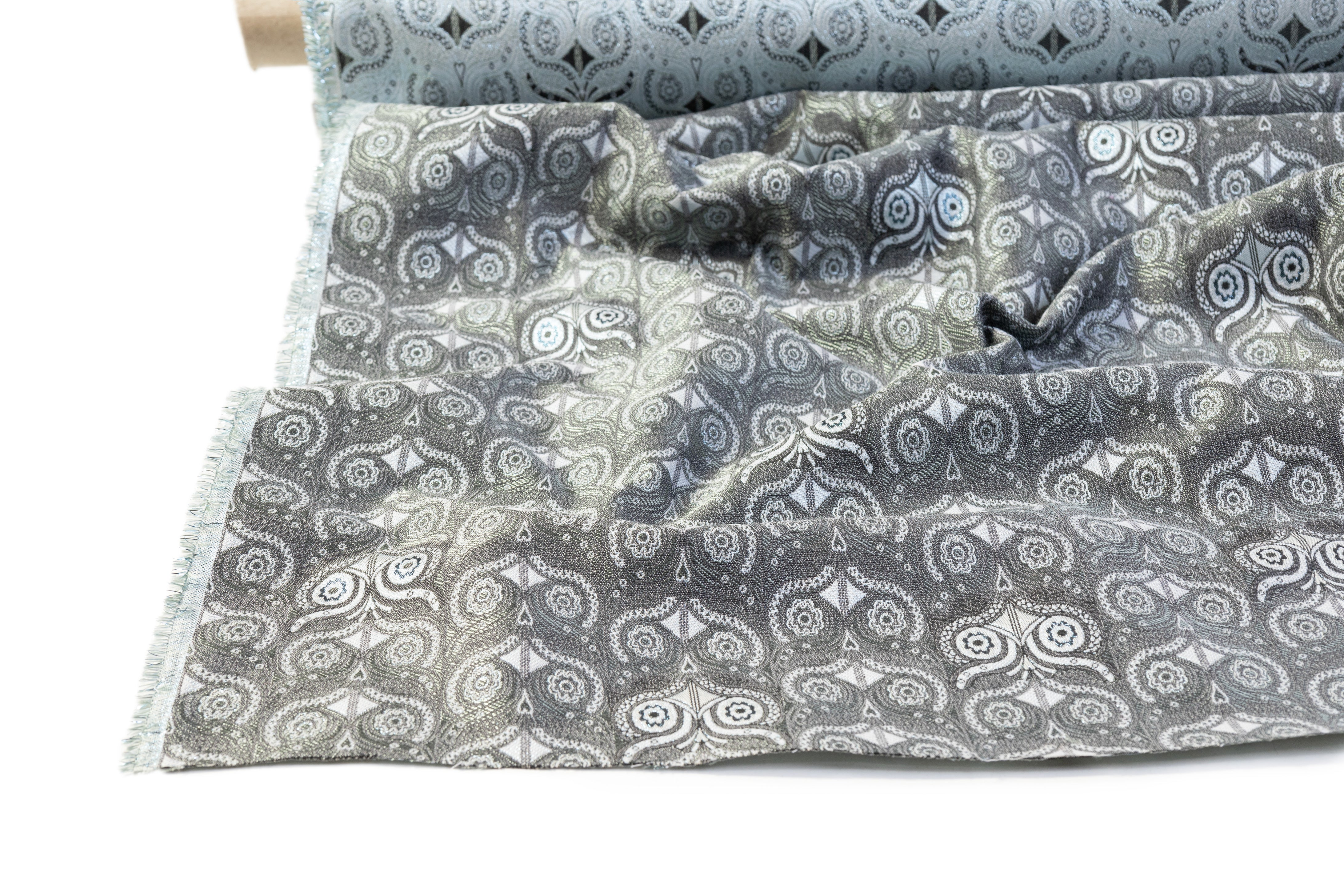 Art Deco Metallic Italian Brocade - Blue / Gray