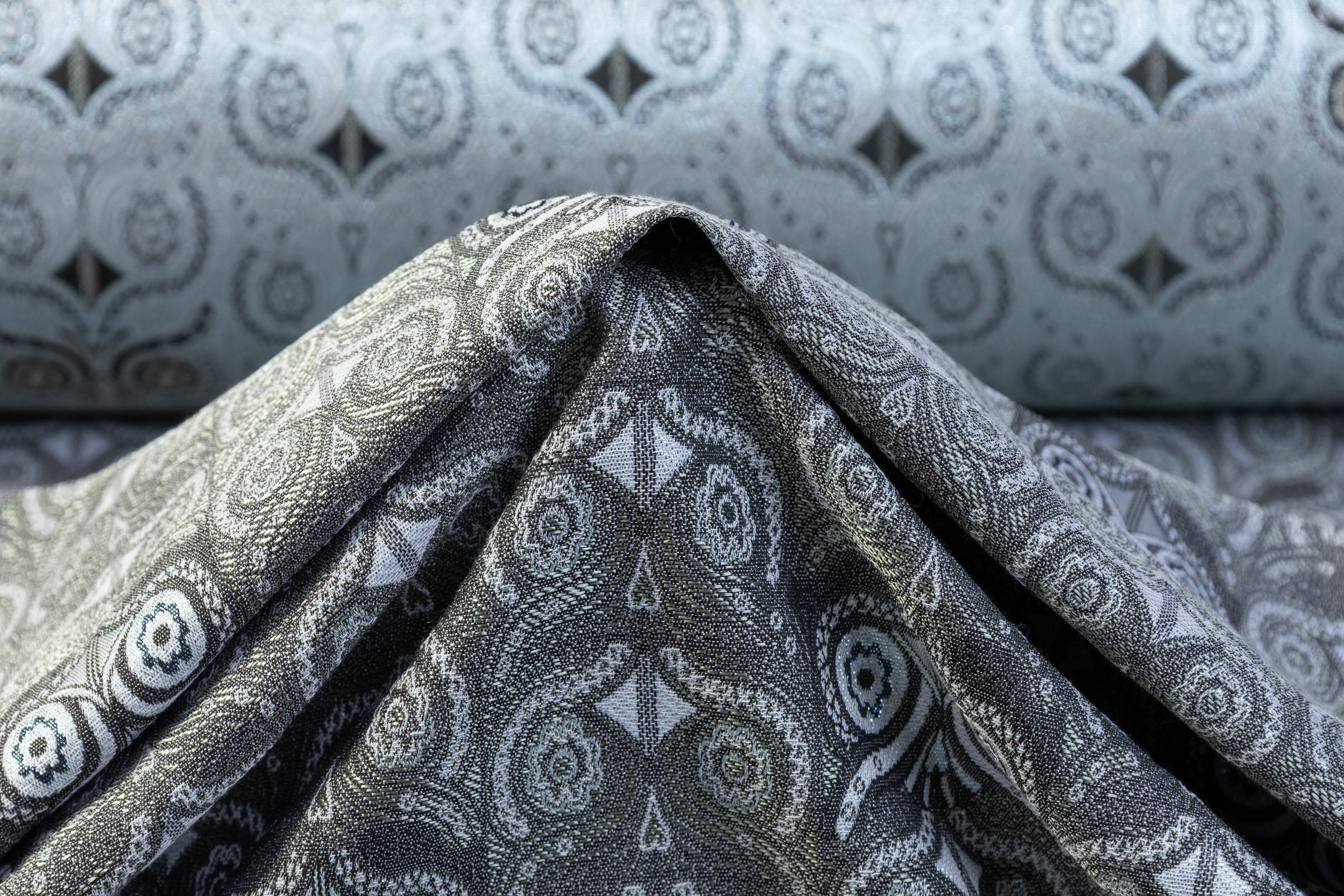 Art Deco Metallic Italian Brocade - Blue / Gray
