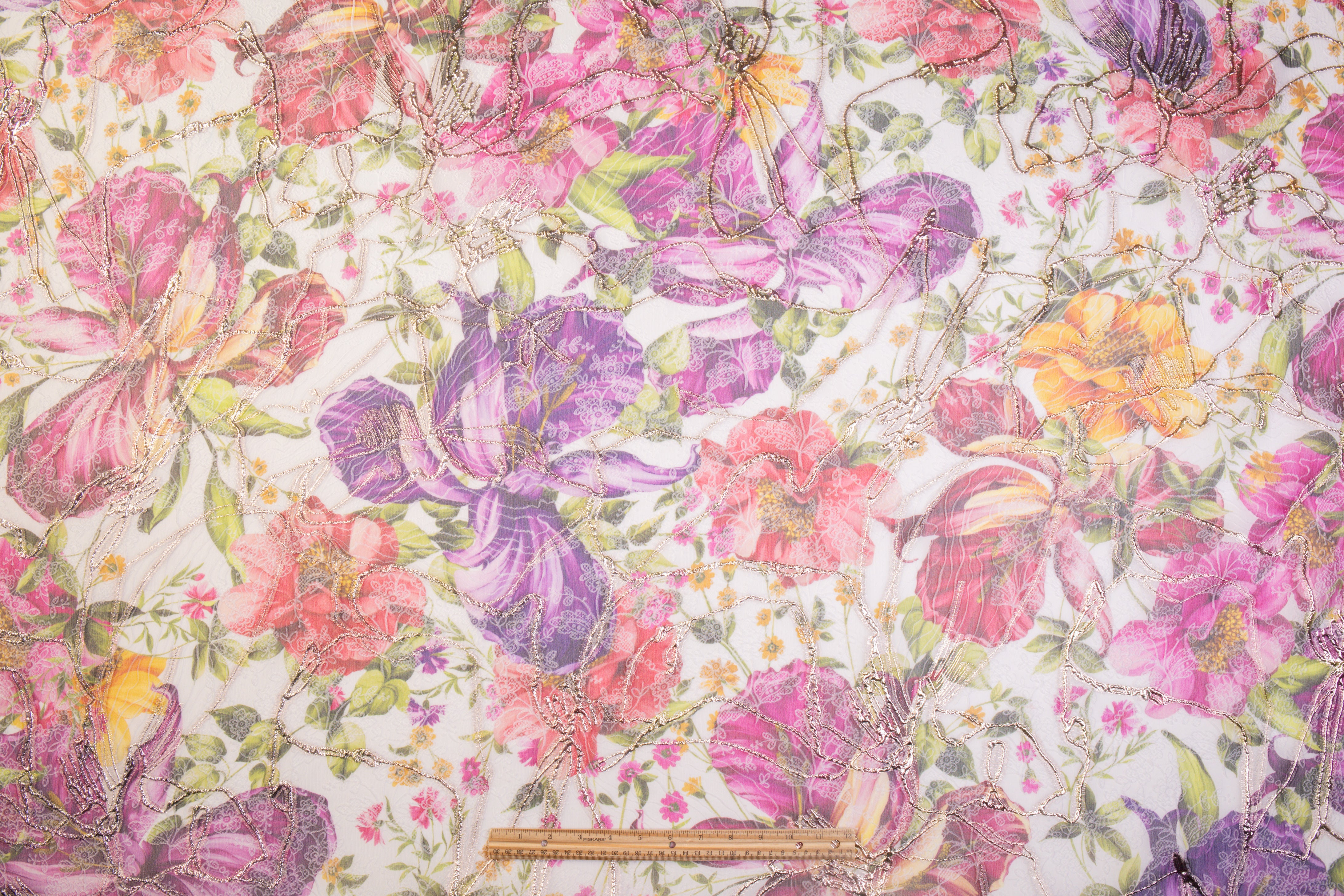 Floral Metallic Italian Silk Brocade - Multicolor