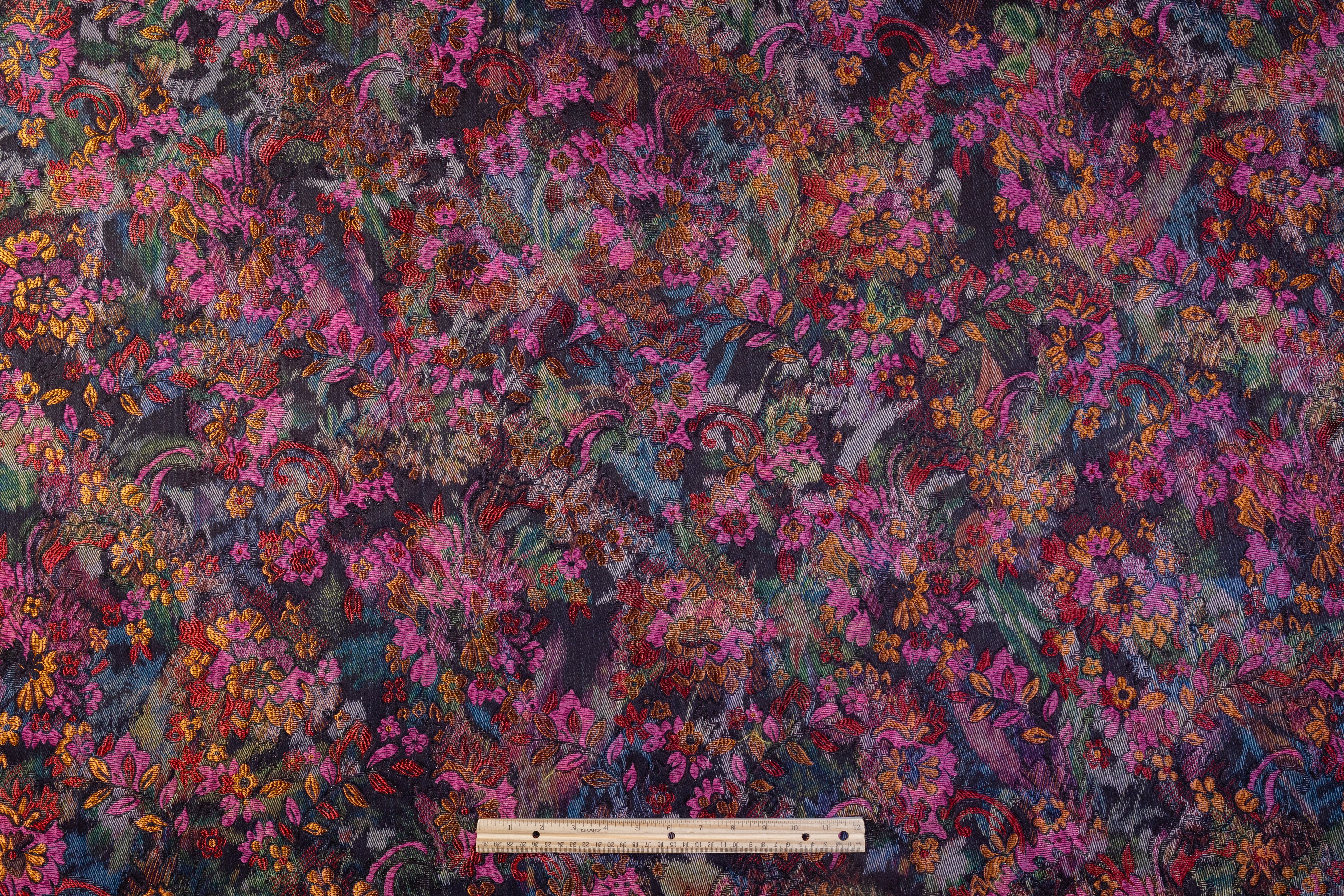 Floral Metallic Italian Chiné Brocade - Fuchsia