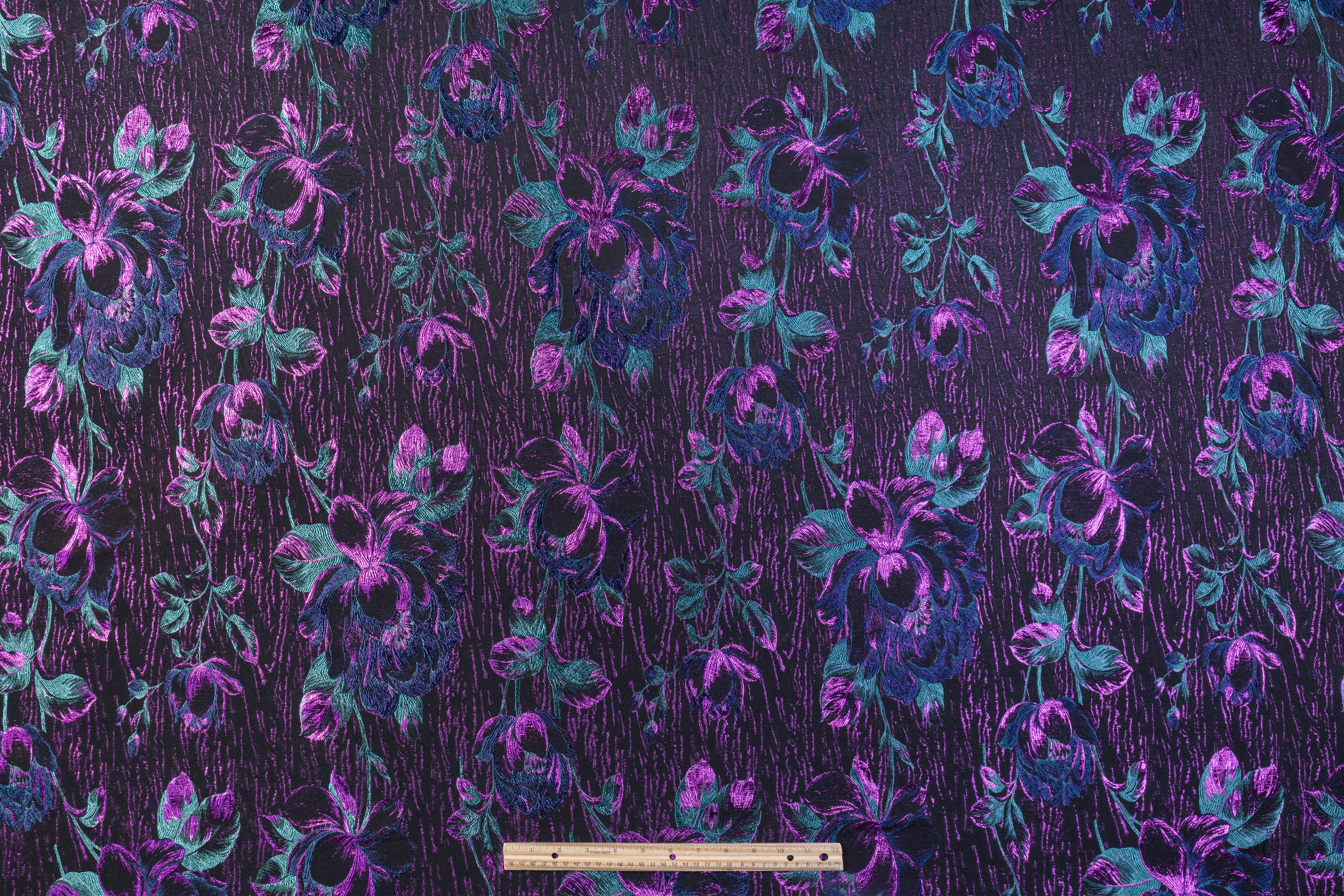 Floral Italian Brocade - Purple / Teal / Blue