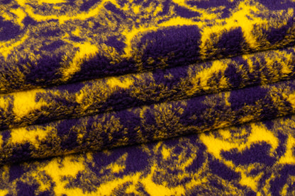 Abstract Italian Faux Fur Sherpa Fleece - Purple / Yellow
