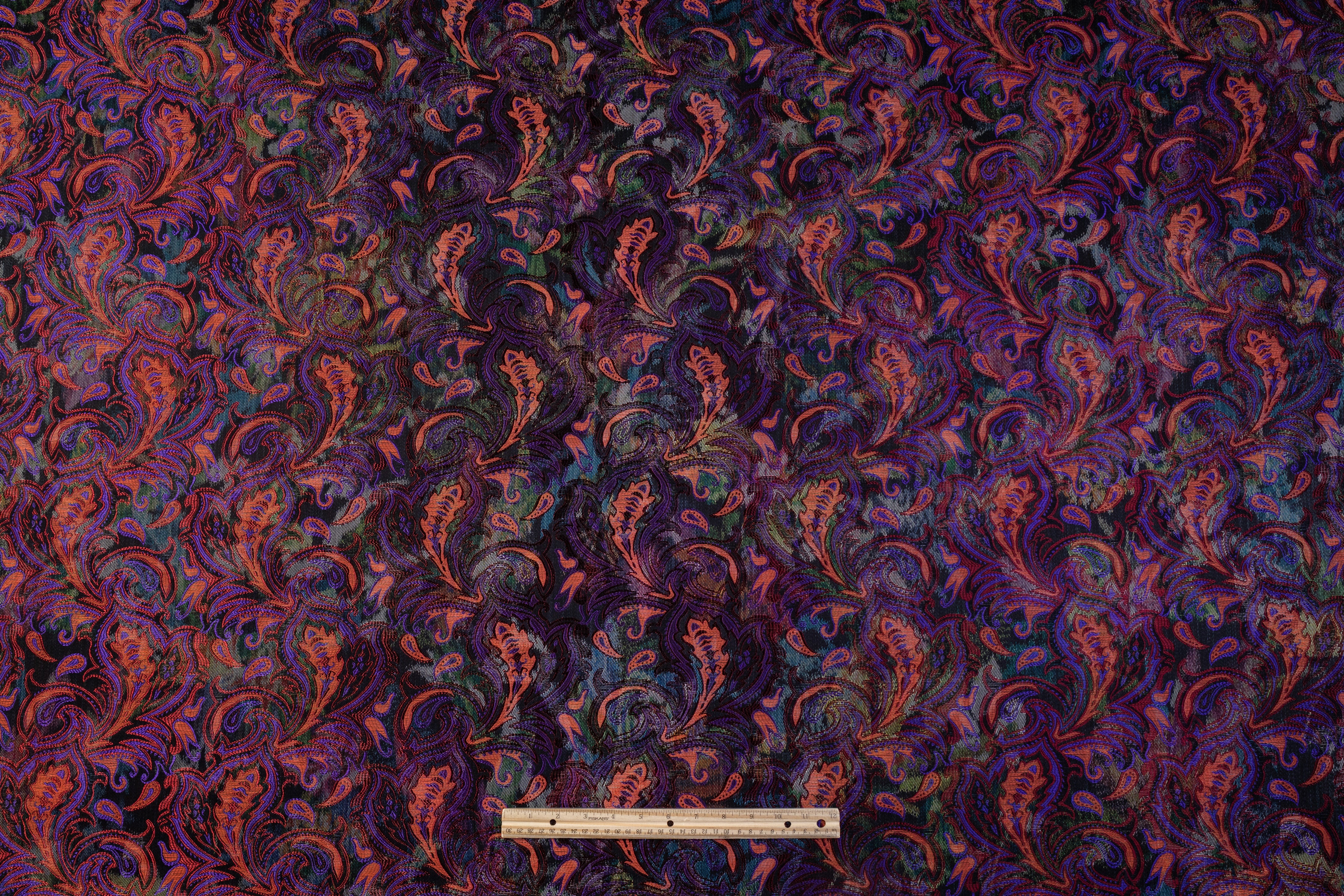 Floral Baroque Italian Chiné Brocade - Purple / Coral