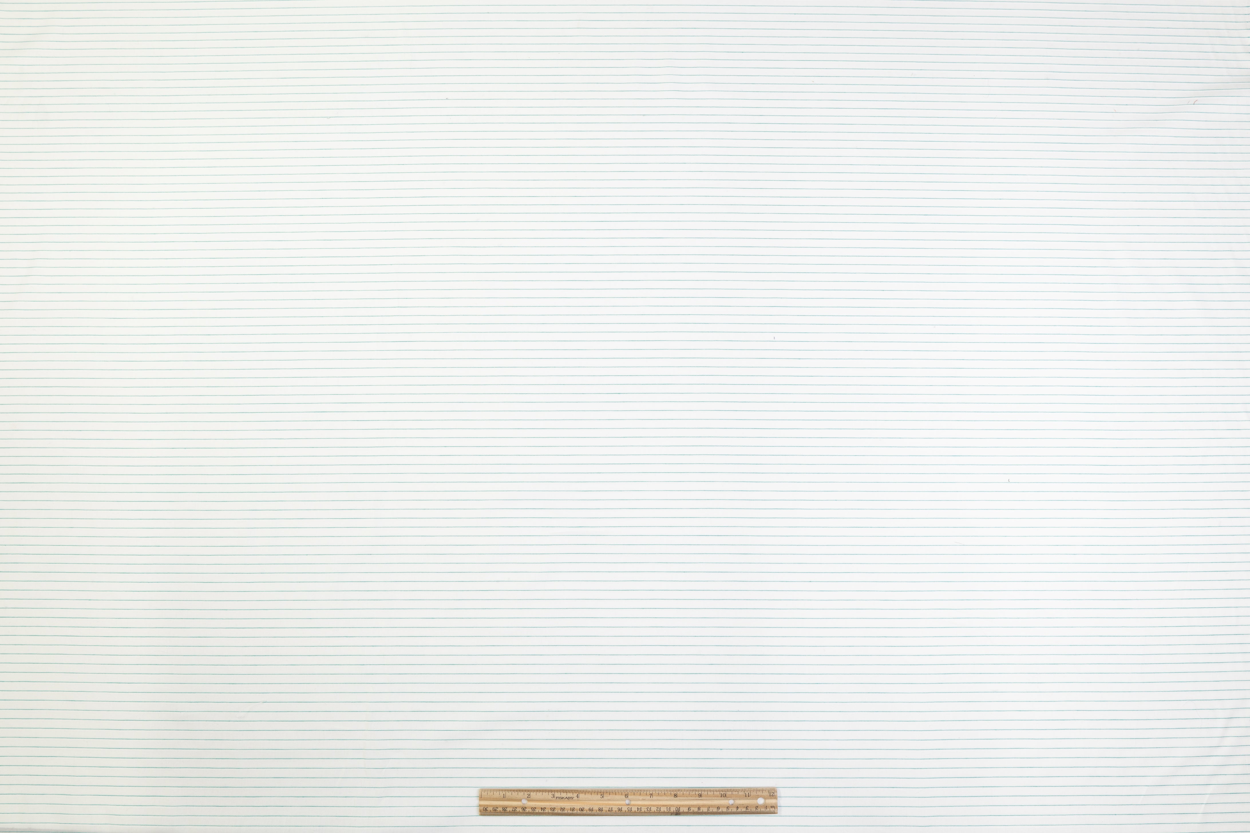 Striped Italian linen - White / Teal Green