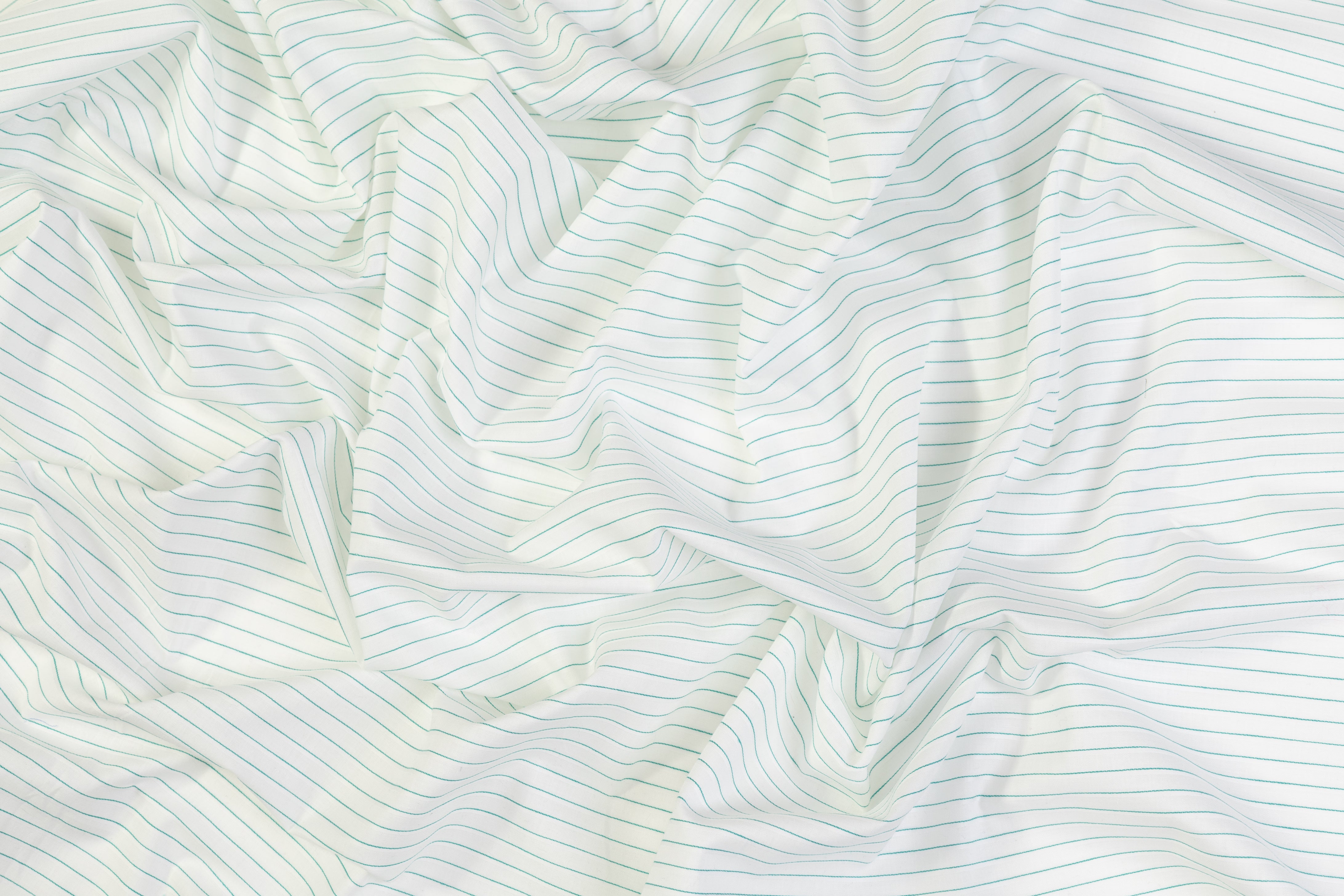 Striped Italian linen - White / Teal Green