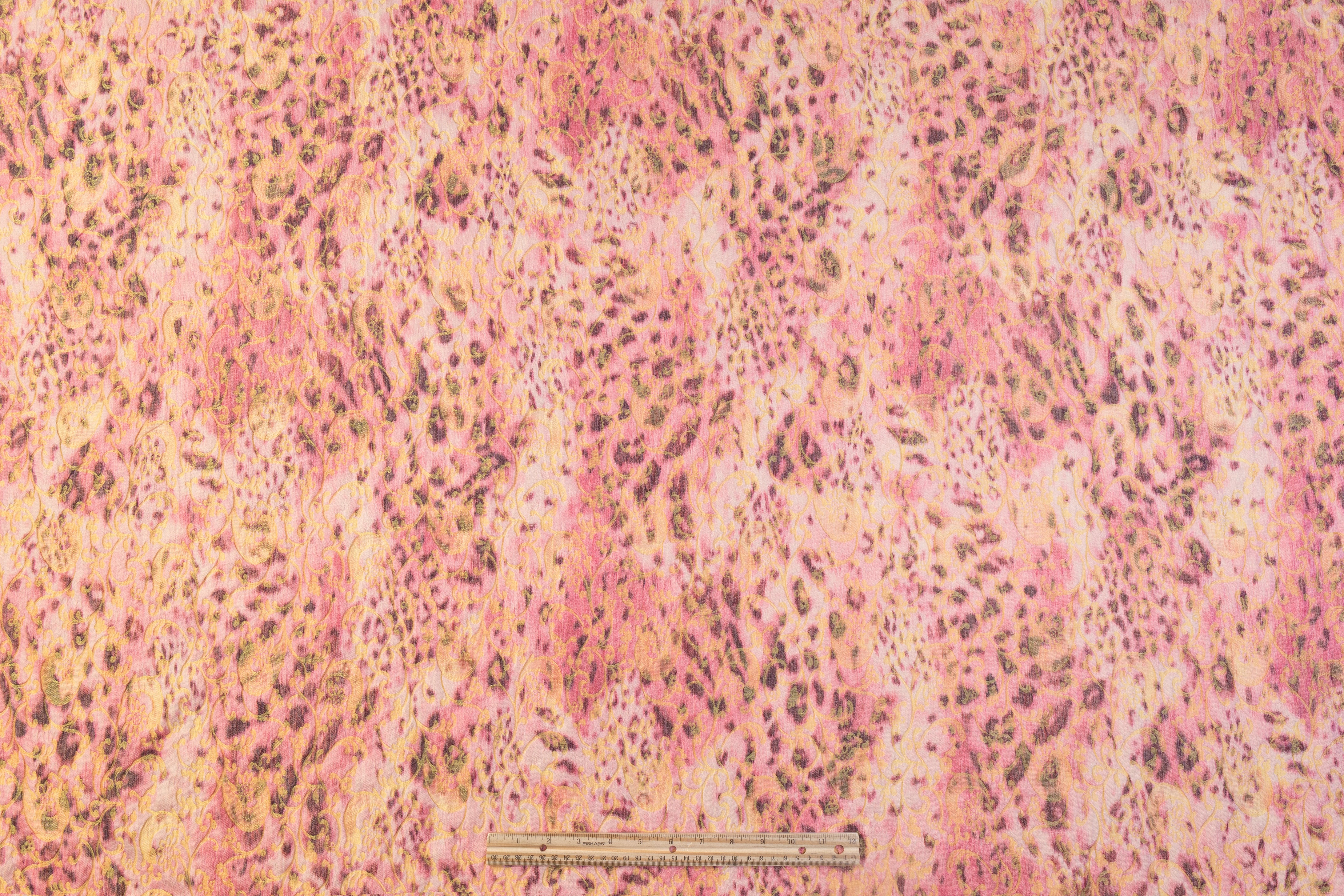Crinkled Baroque Italian Chiné Brocade - Pink / Gold