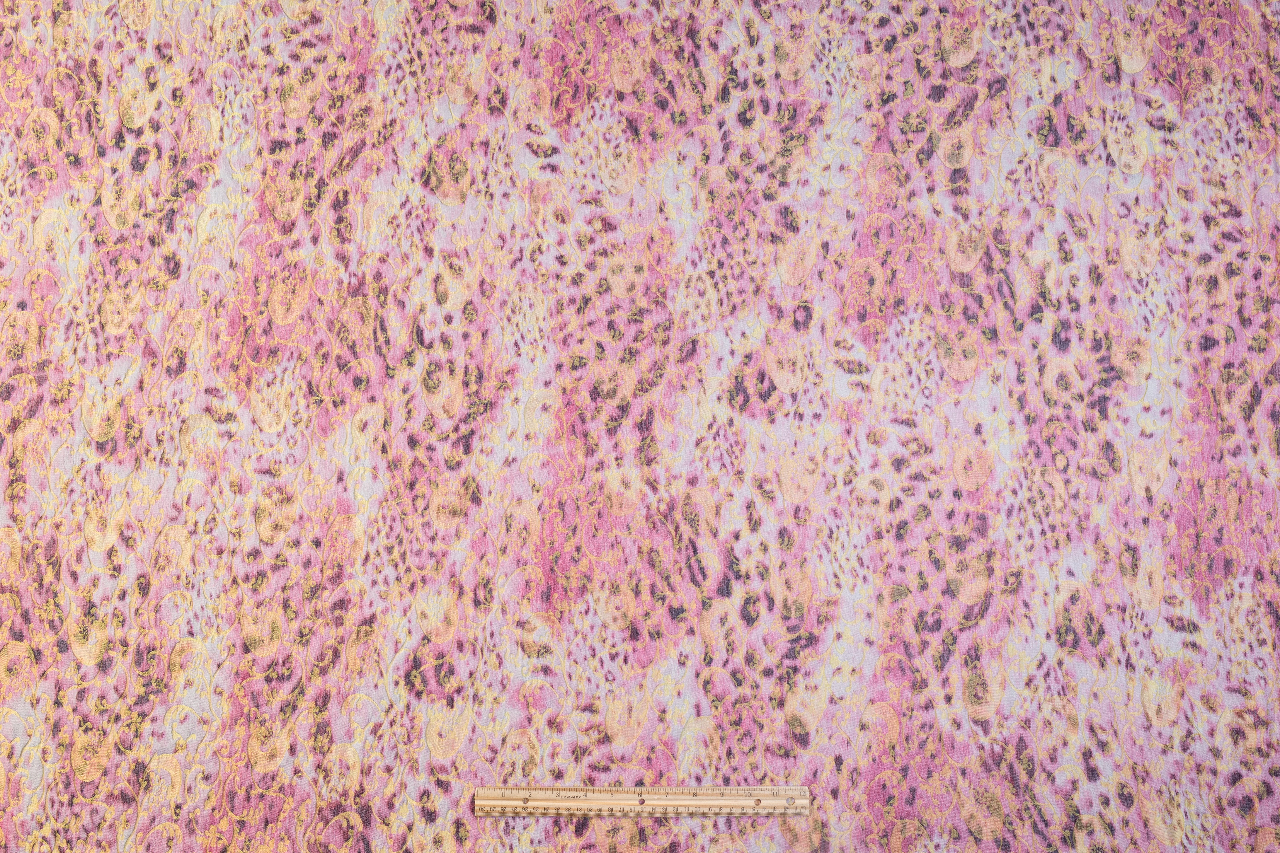 Crinkled Baroque Italian Chiné Brocade - Lavender / Mauve / Gold