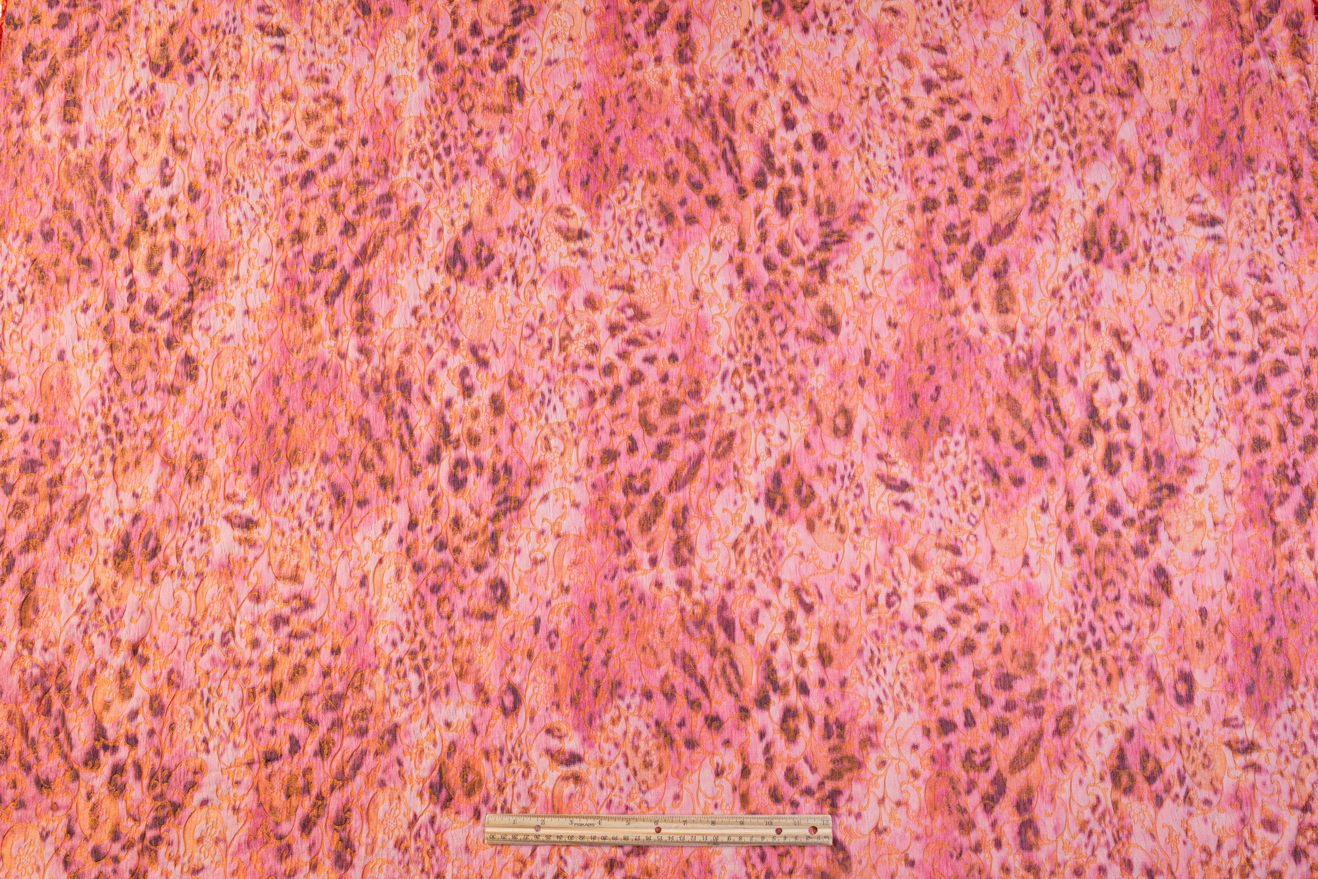 Crinkled Baroque Italian Chiné Brocade - Coral Pink