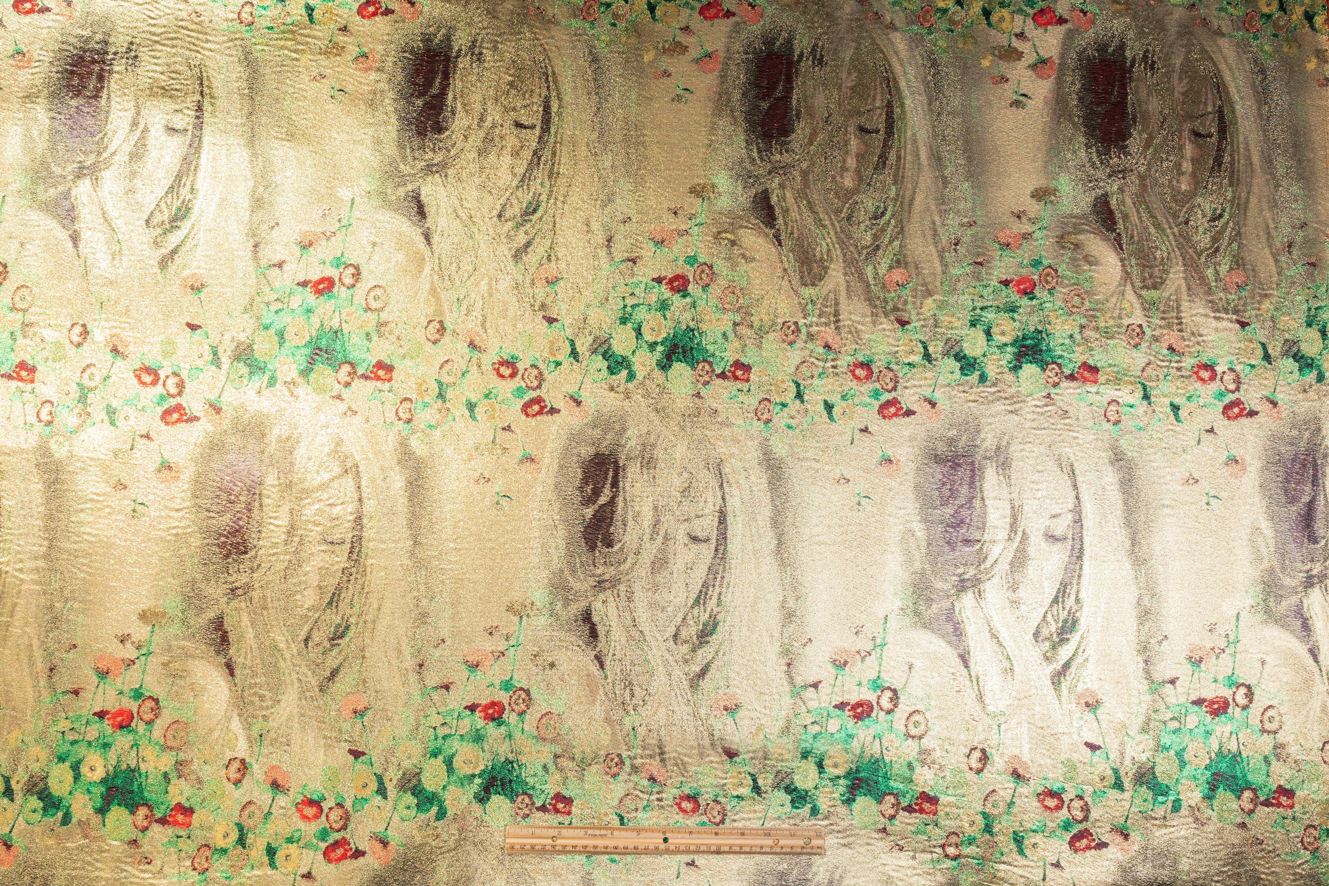 Garden Portrait - Italian Silk Lamé Panel - Gold