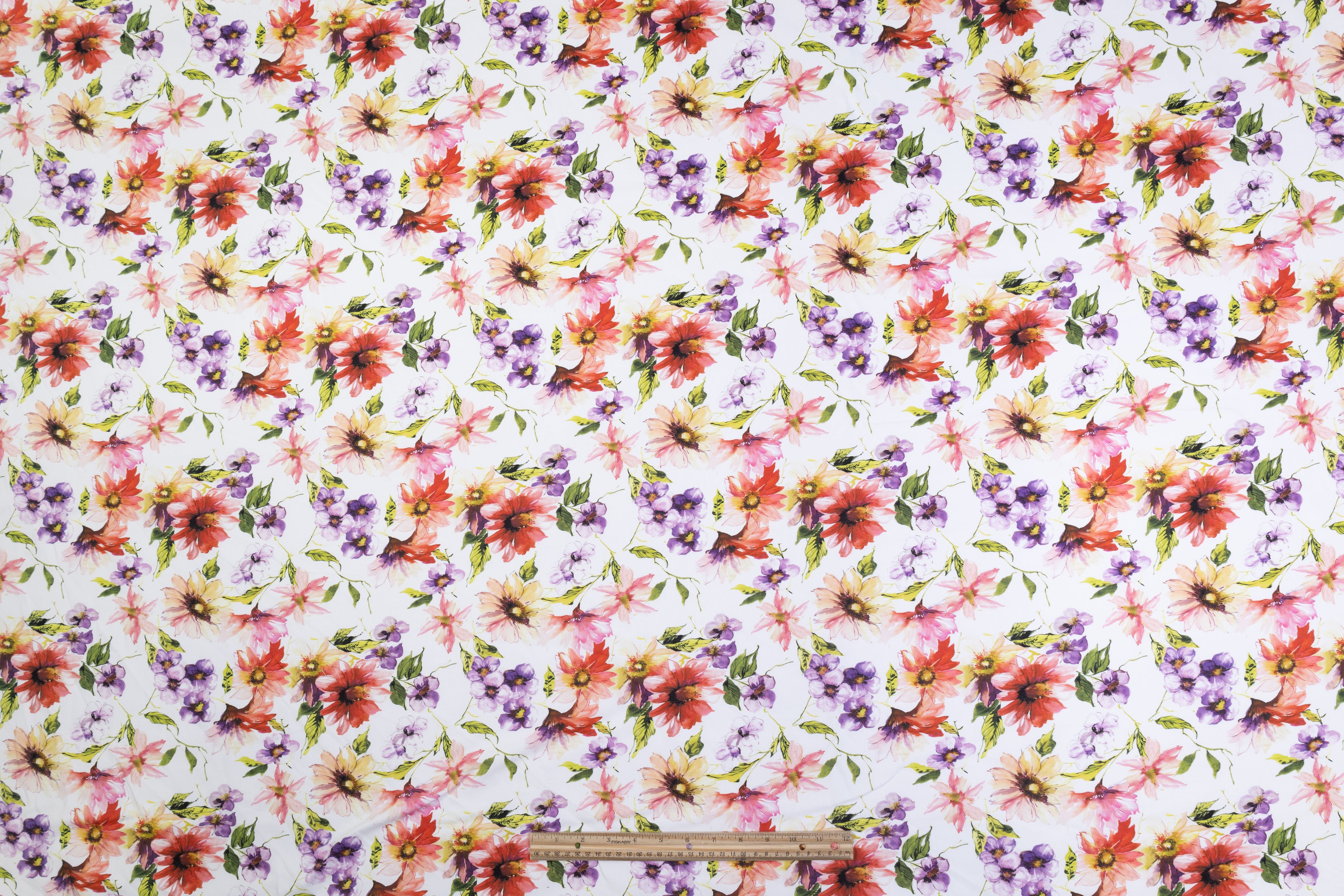 Floral Italian Linen - White / Multicolor