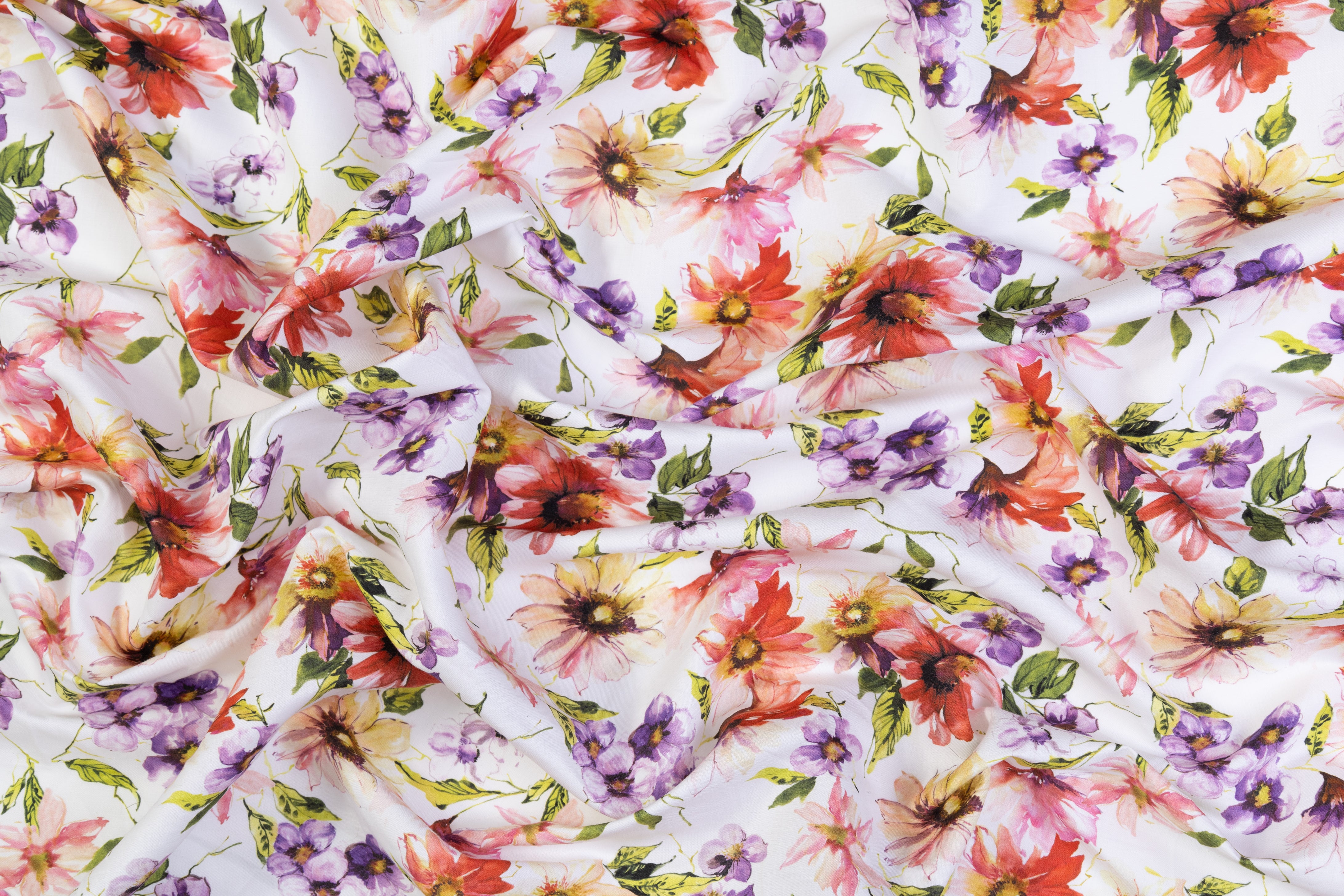 Floral Italian Linen - White / Multicolor