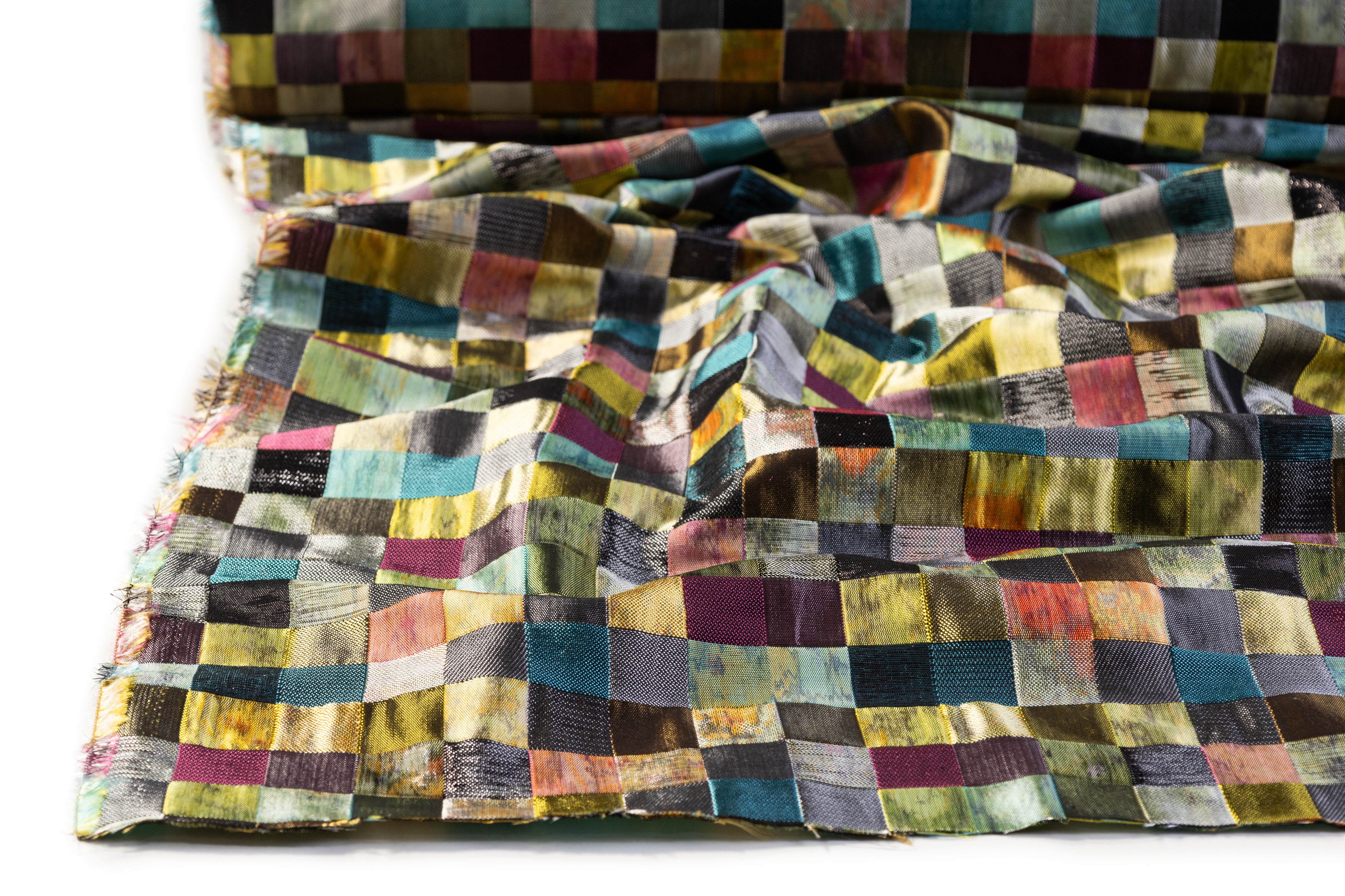 Metallic Geometric Italian Chiné Brocade - Multicolor