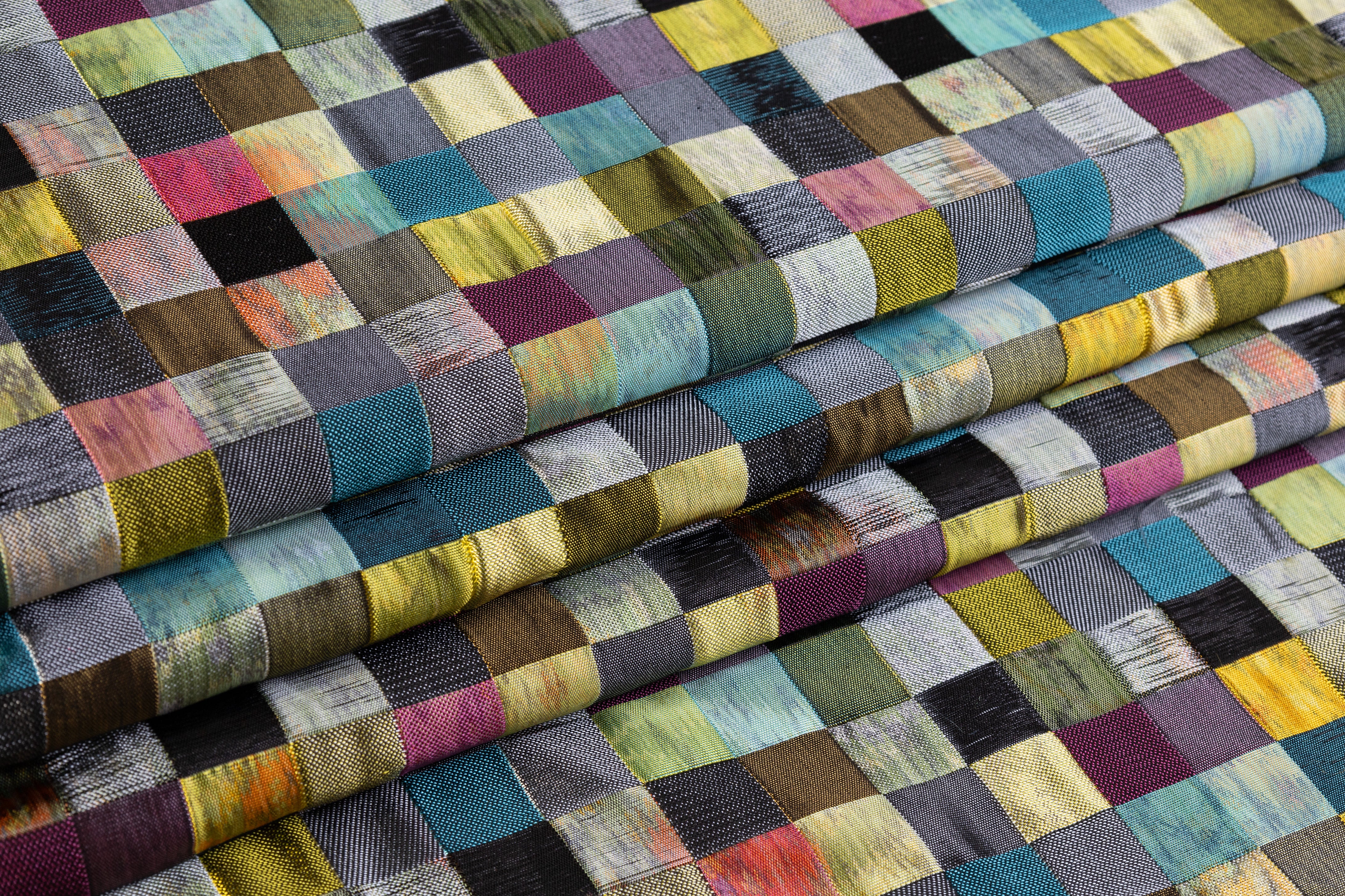 Metallic Geometric Italian Chiné Brocade - Multicolor