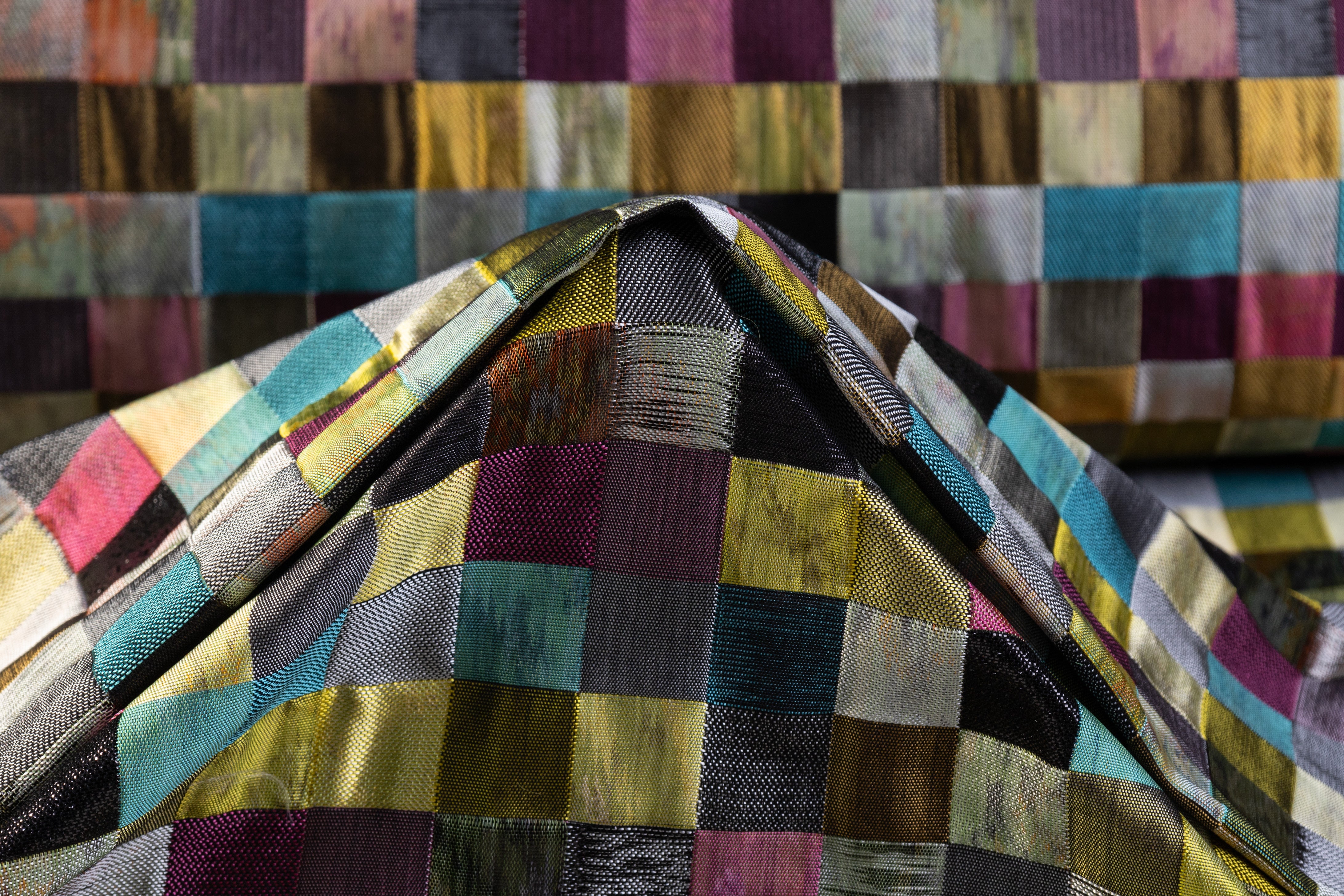 Metallic Geometric Italian Chiné Brocade - Multicolor