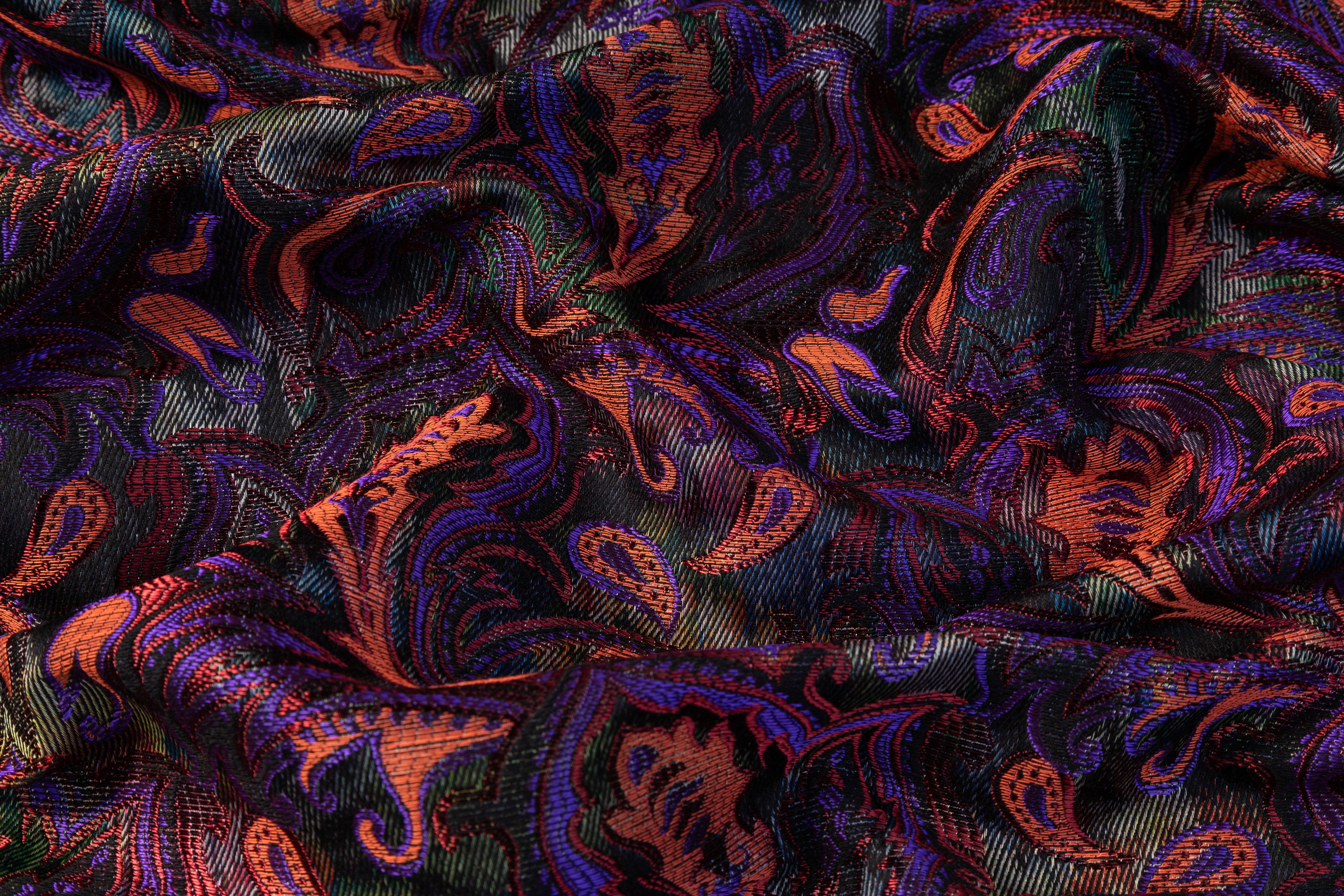 Floral Baroque Italian Chiné Brocade - Purple / Coral