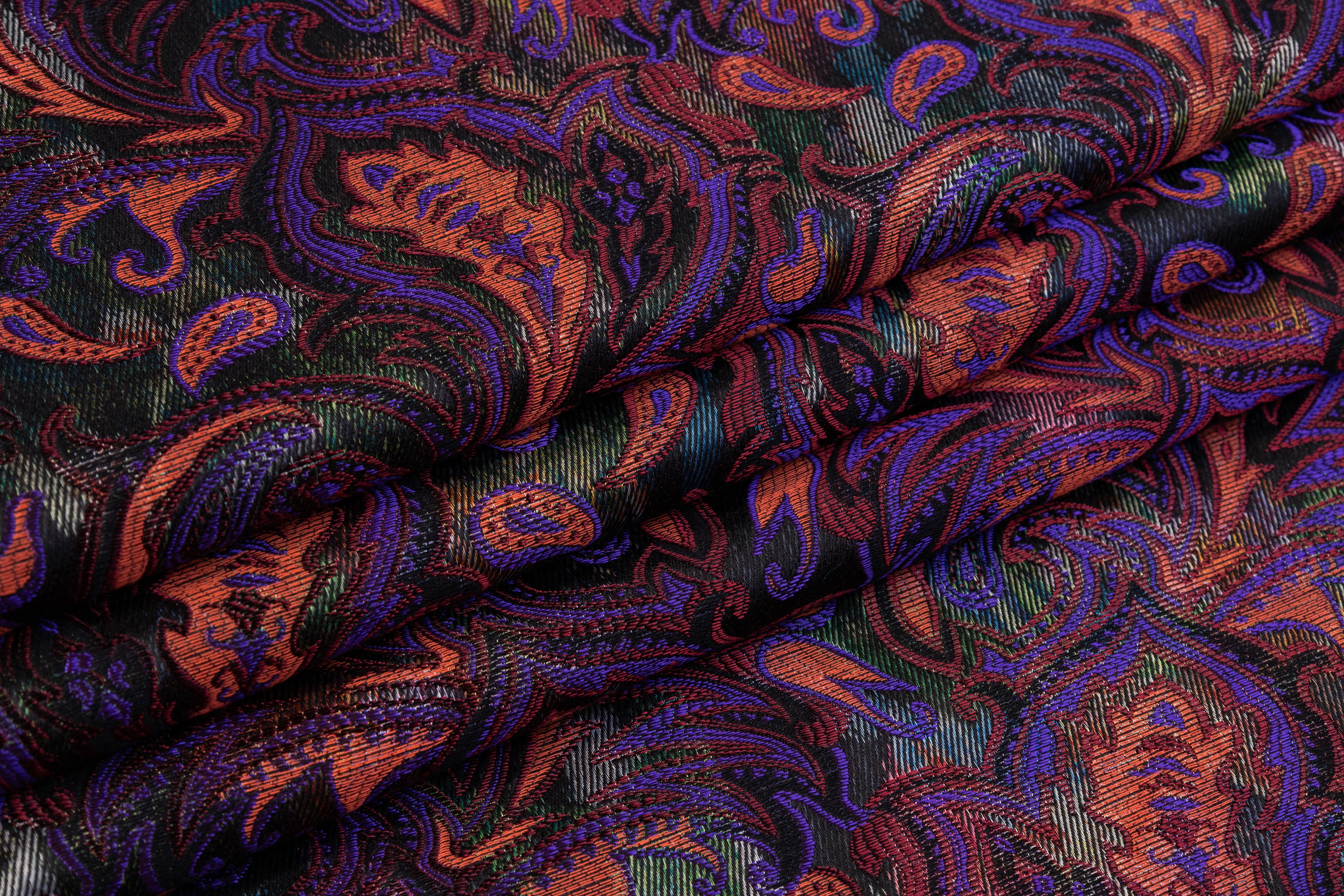 Floral Baroque Italian Chiné Brocade - Purple / Coral