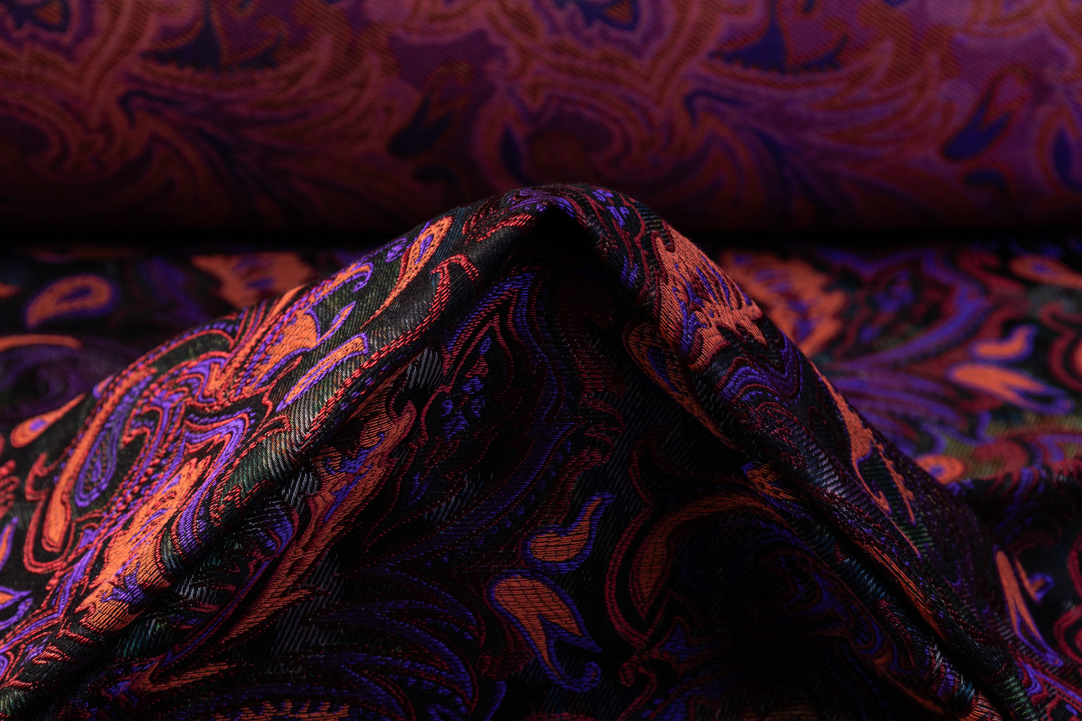 Floral Baroque Italian Chiné Brocade - Purple / Coral