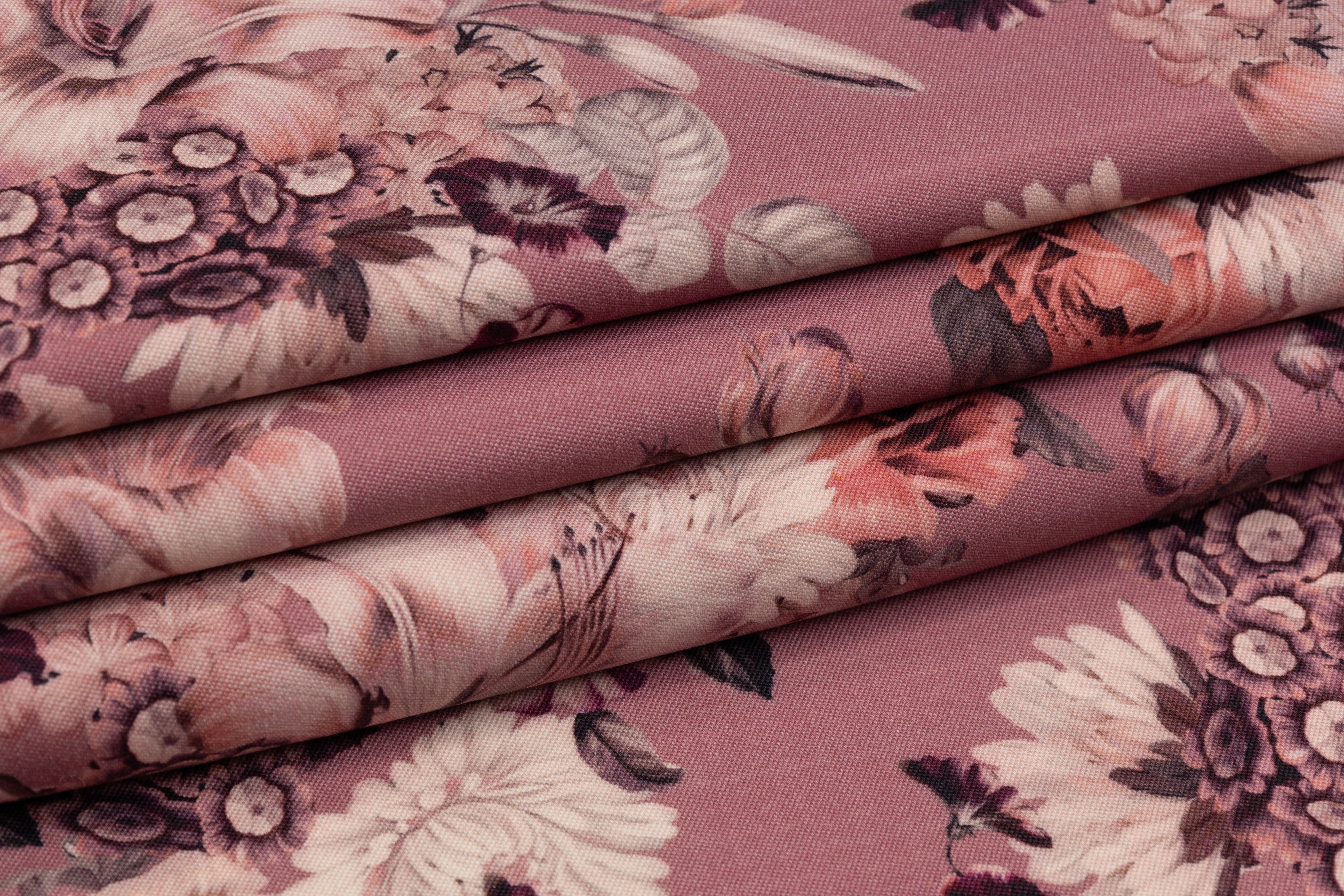 Floral Printed Italian Wool - Mauve