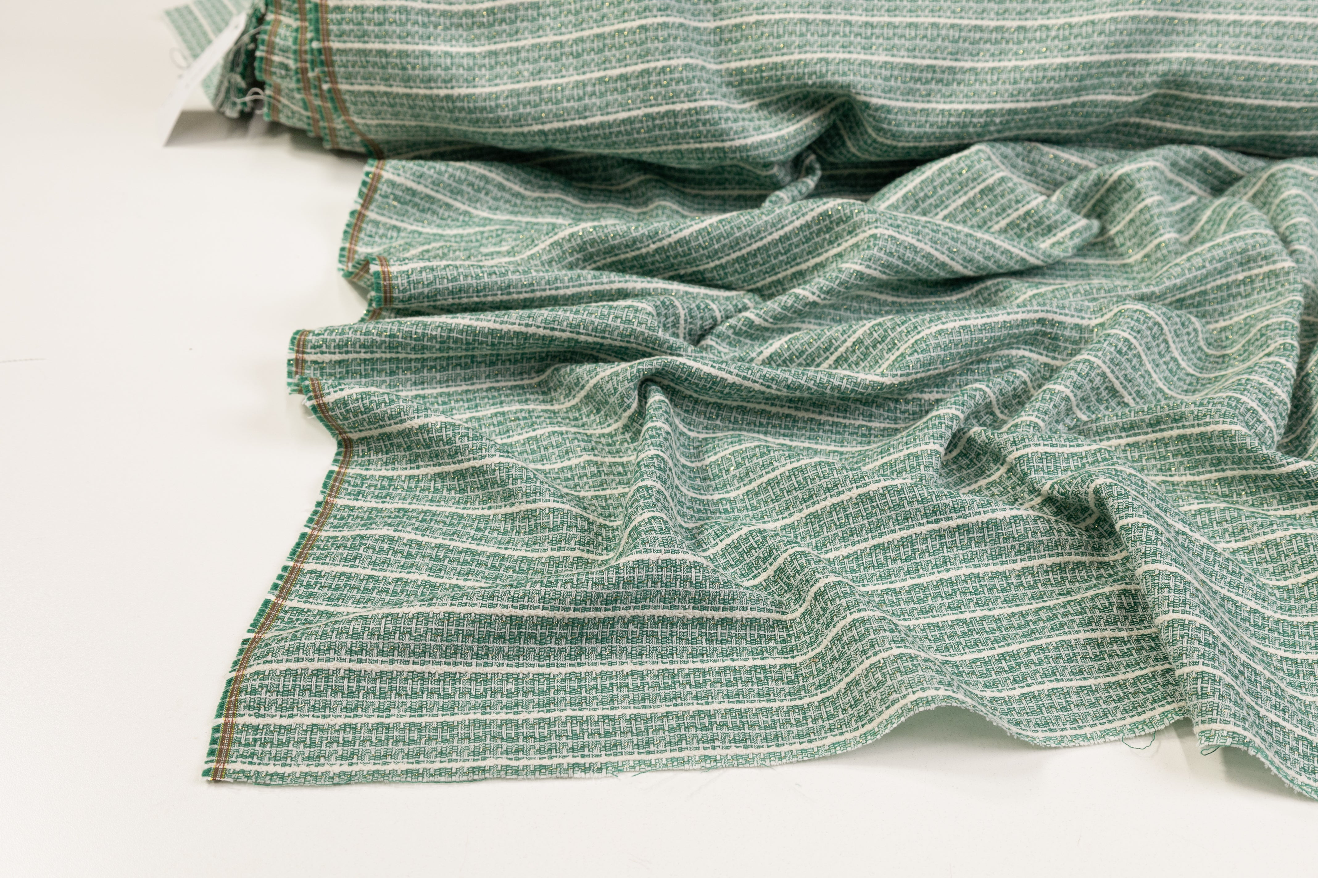 Italian Cotton Viscose Tweed - Green / White