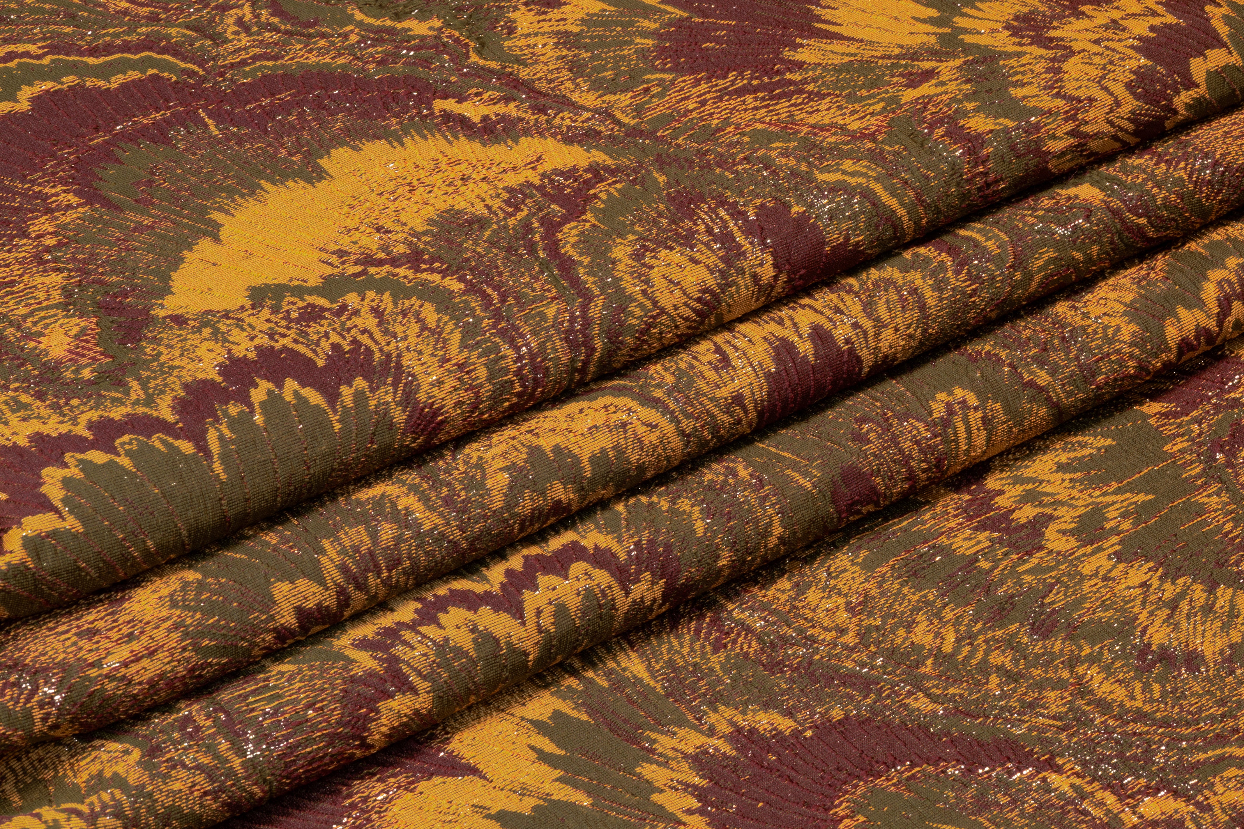 Abstract Metallic Italian Brocade - Burgundy / Olive / Gold