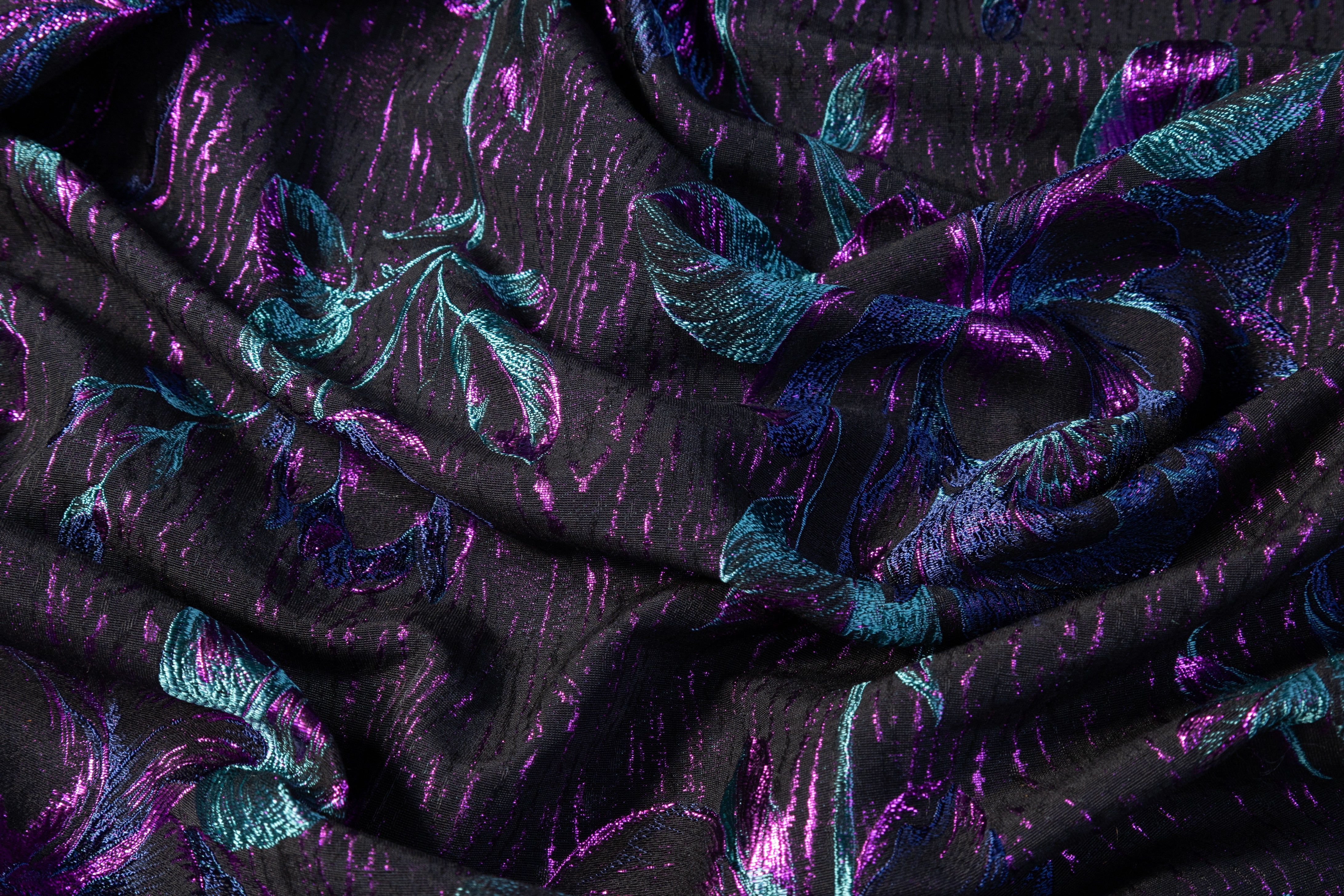 Floral Italian Brocade - Purple / Teal / Blue