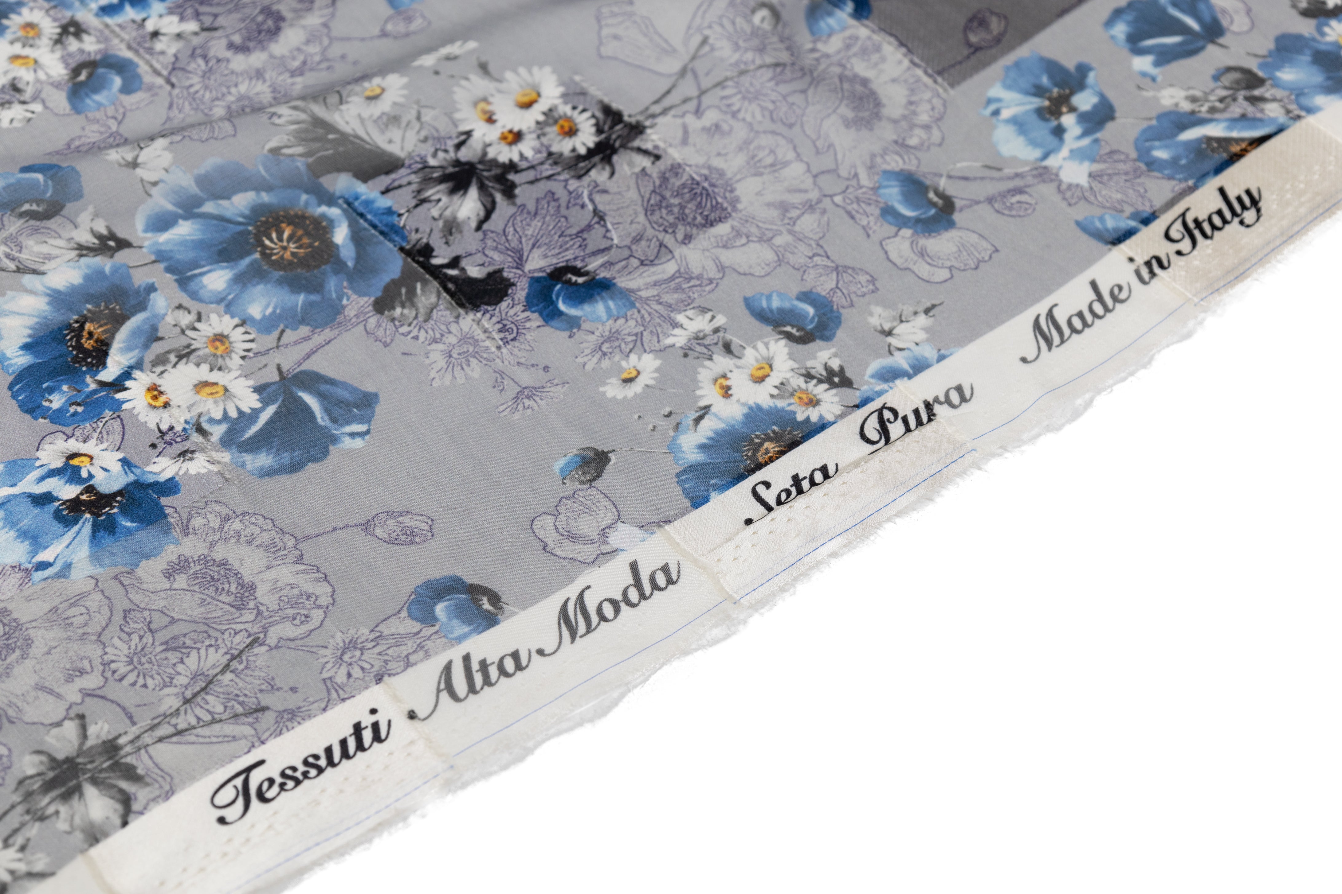 Italian Silk Chiffon Burnout - Blue / Gray