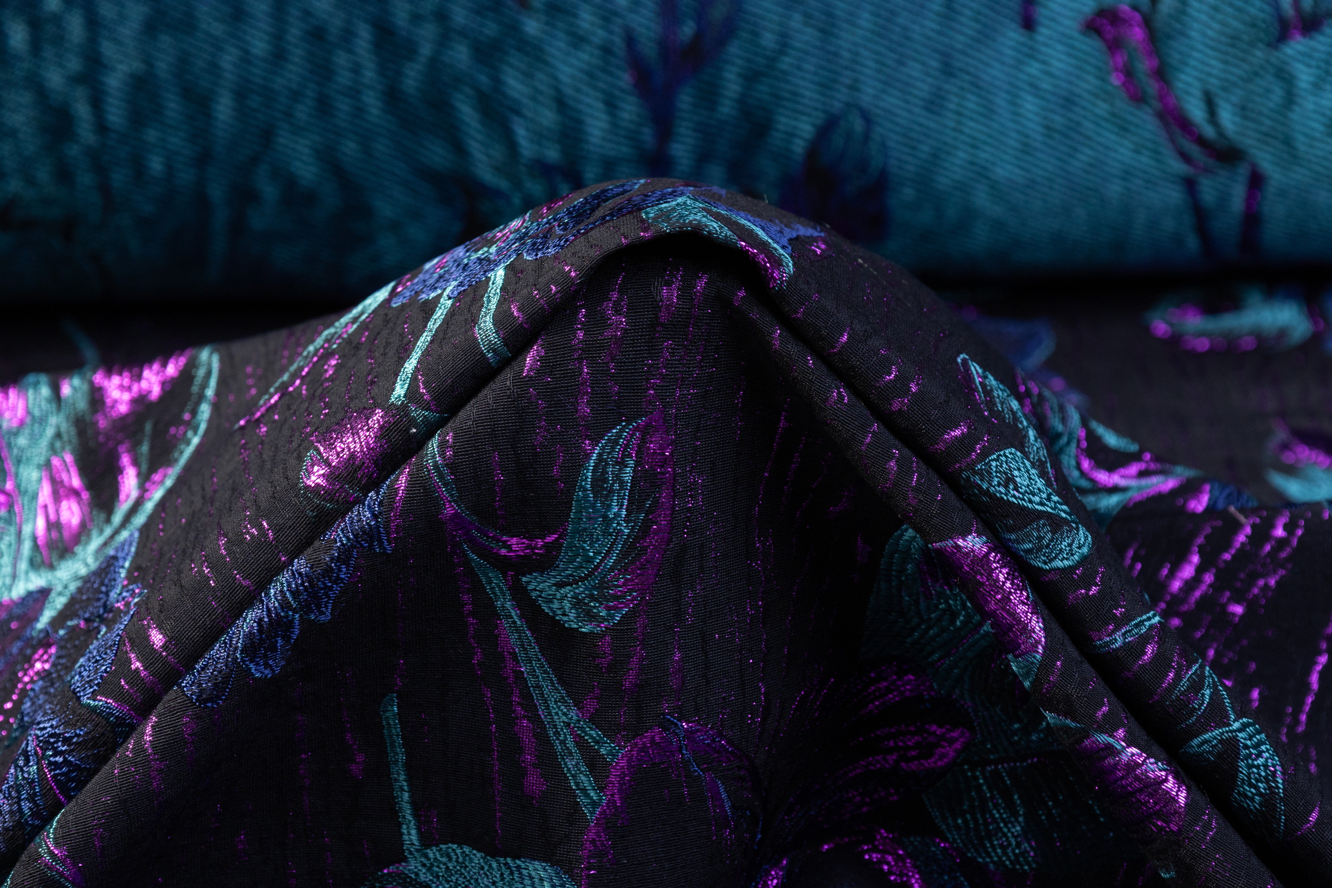 Floral Italian Brocade - Purple / Teal / Blue