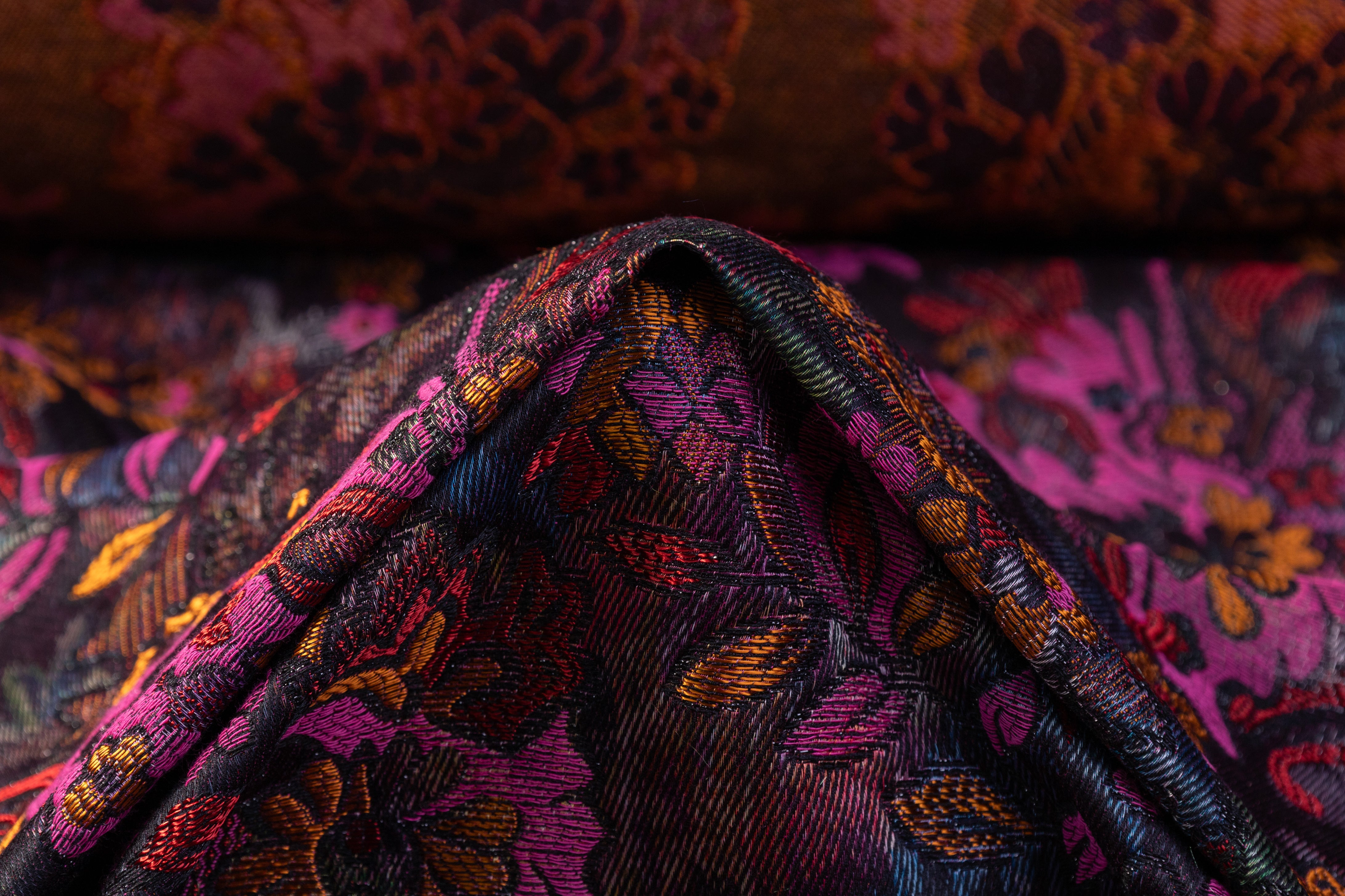 Floral Metallic Italian Chiné Brocade - Fuchsia