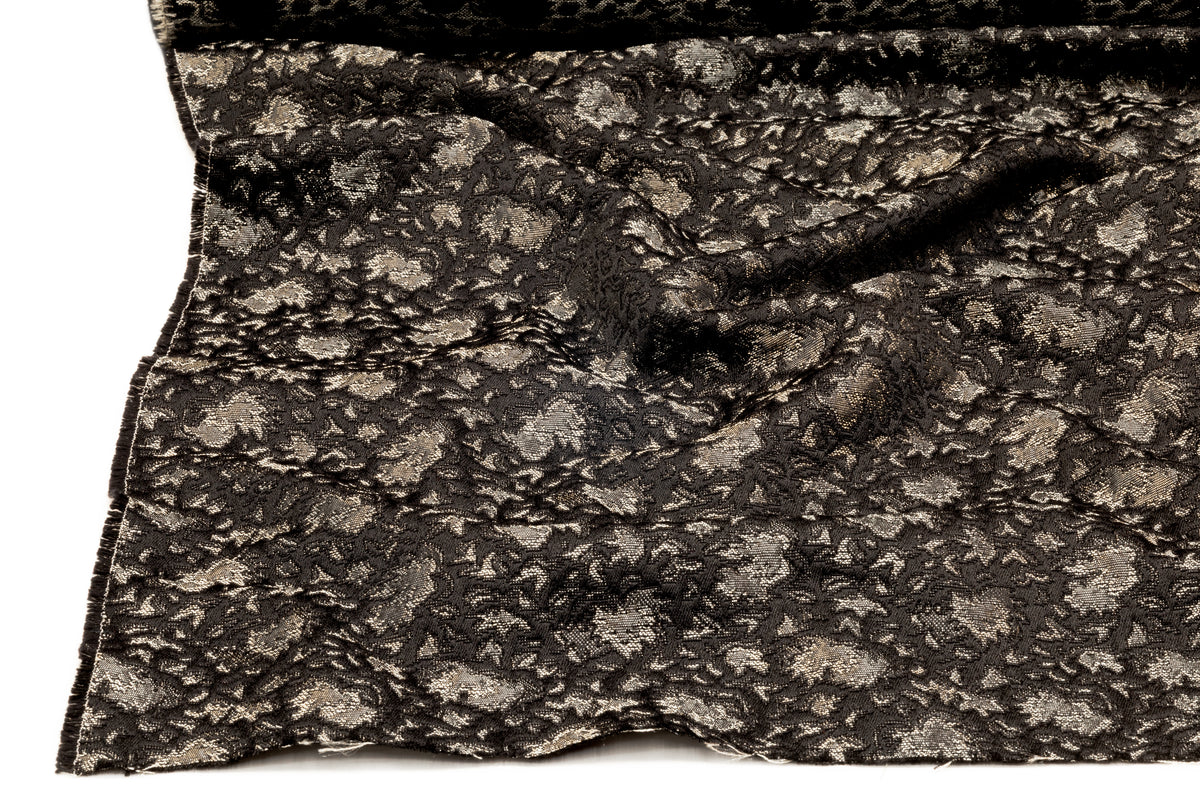 Abstract Italian Brocade - Black / Platinum