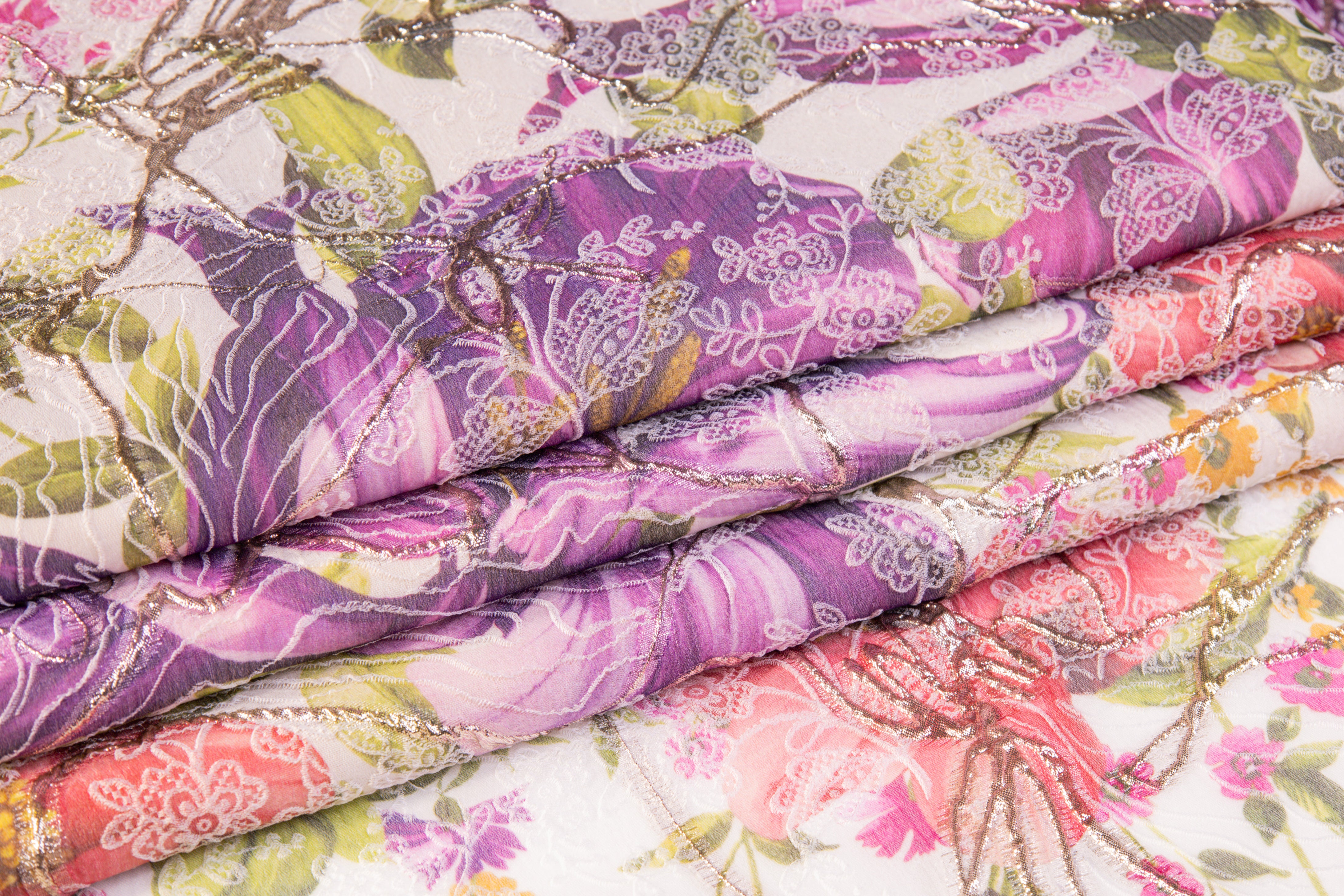 Floral Metallic Italian Silk Brocade - Multicolor
