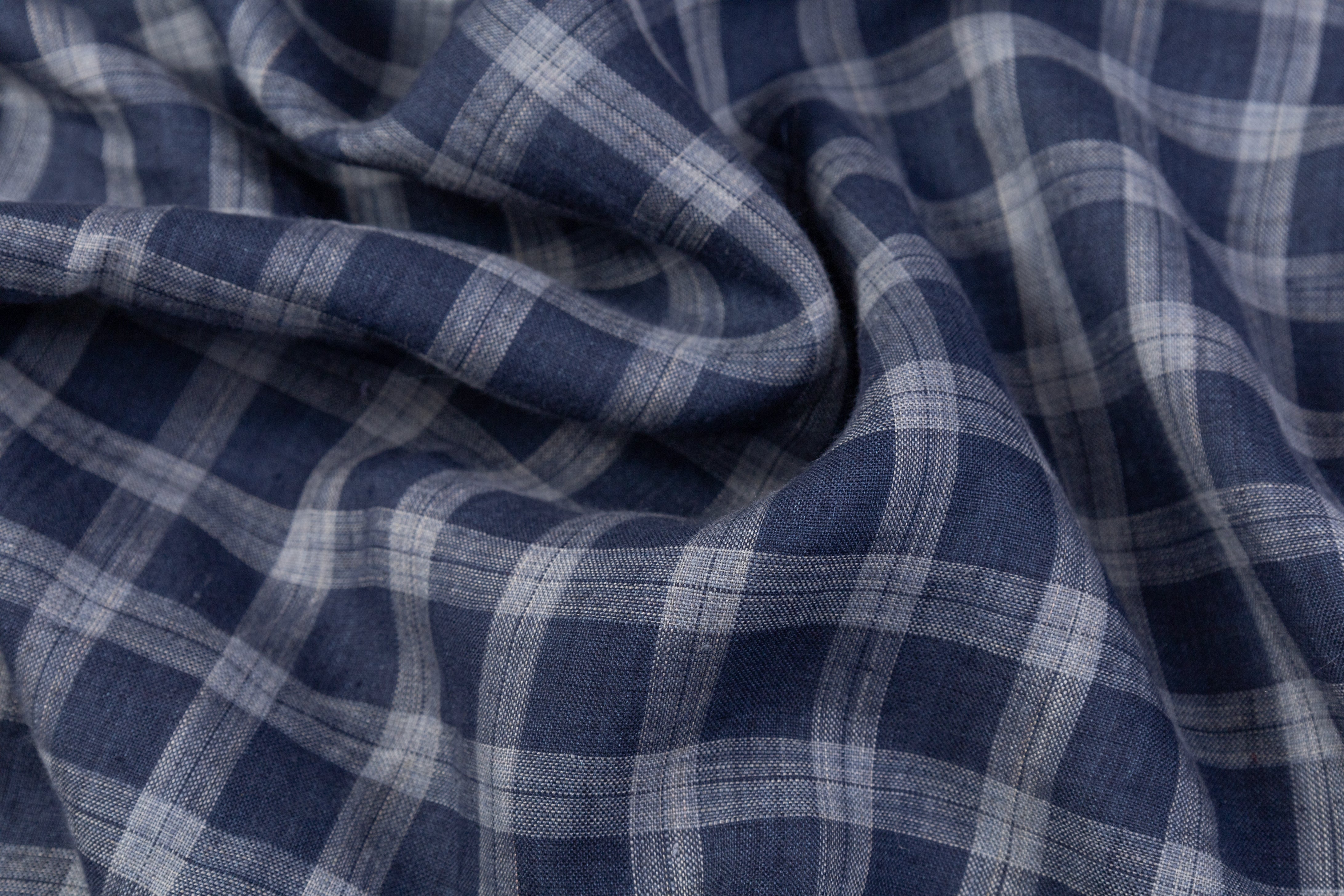 Checked Italian Linen - Blue
