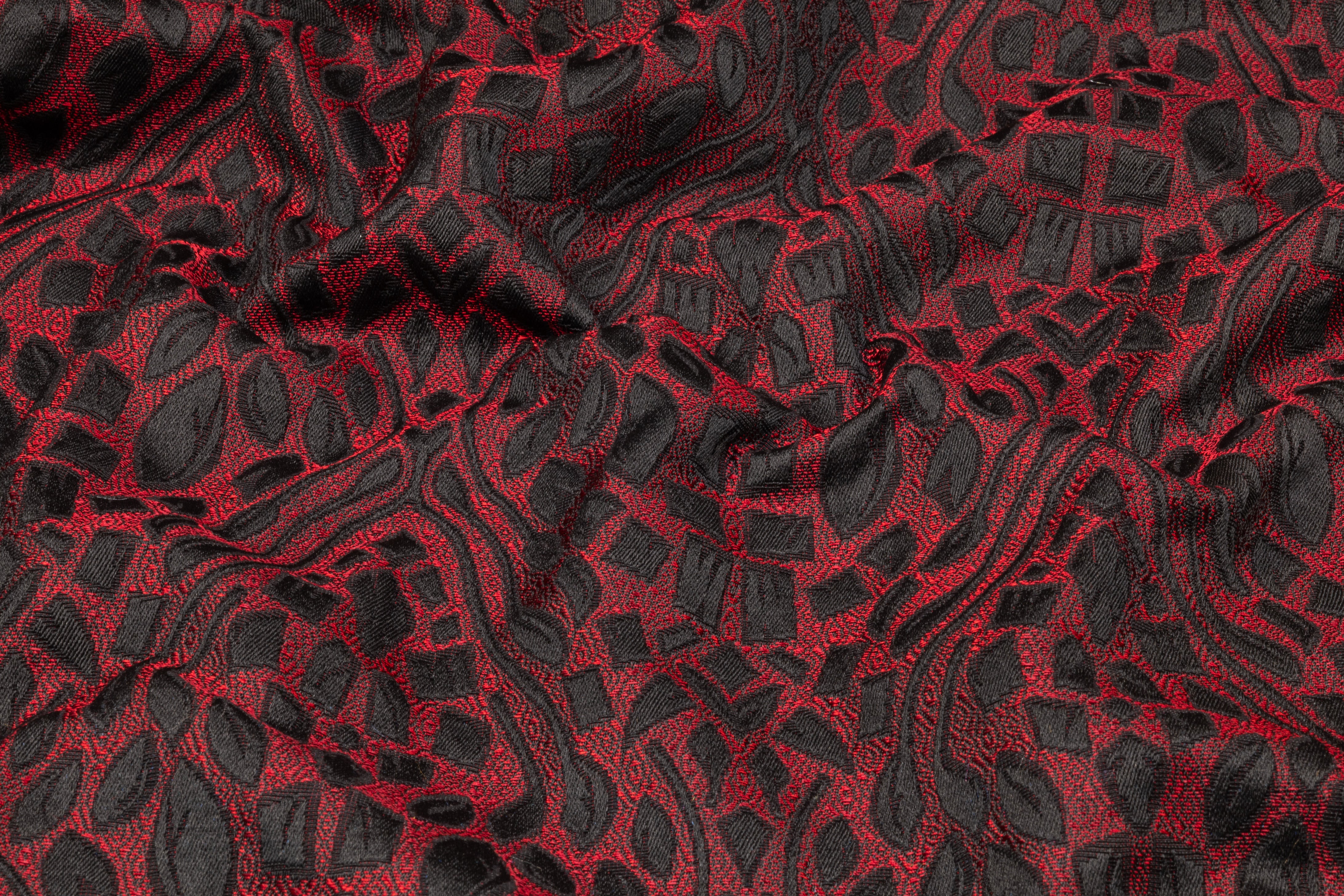 Abstract Italian Brocade - Red / Black