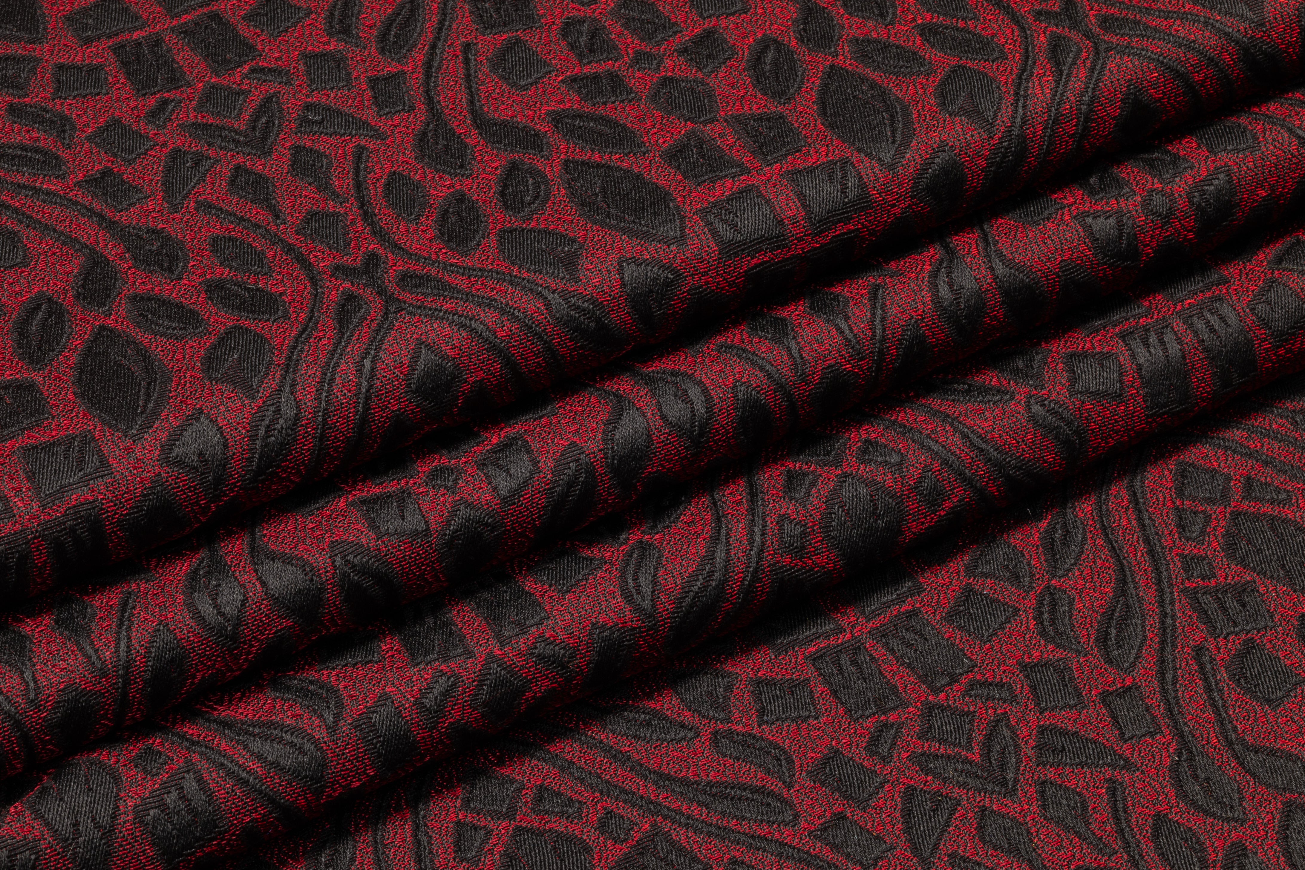 Abstract Italian Brocade - Red / Black
