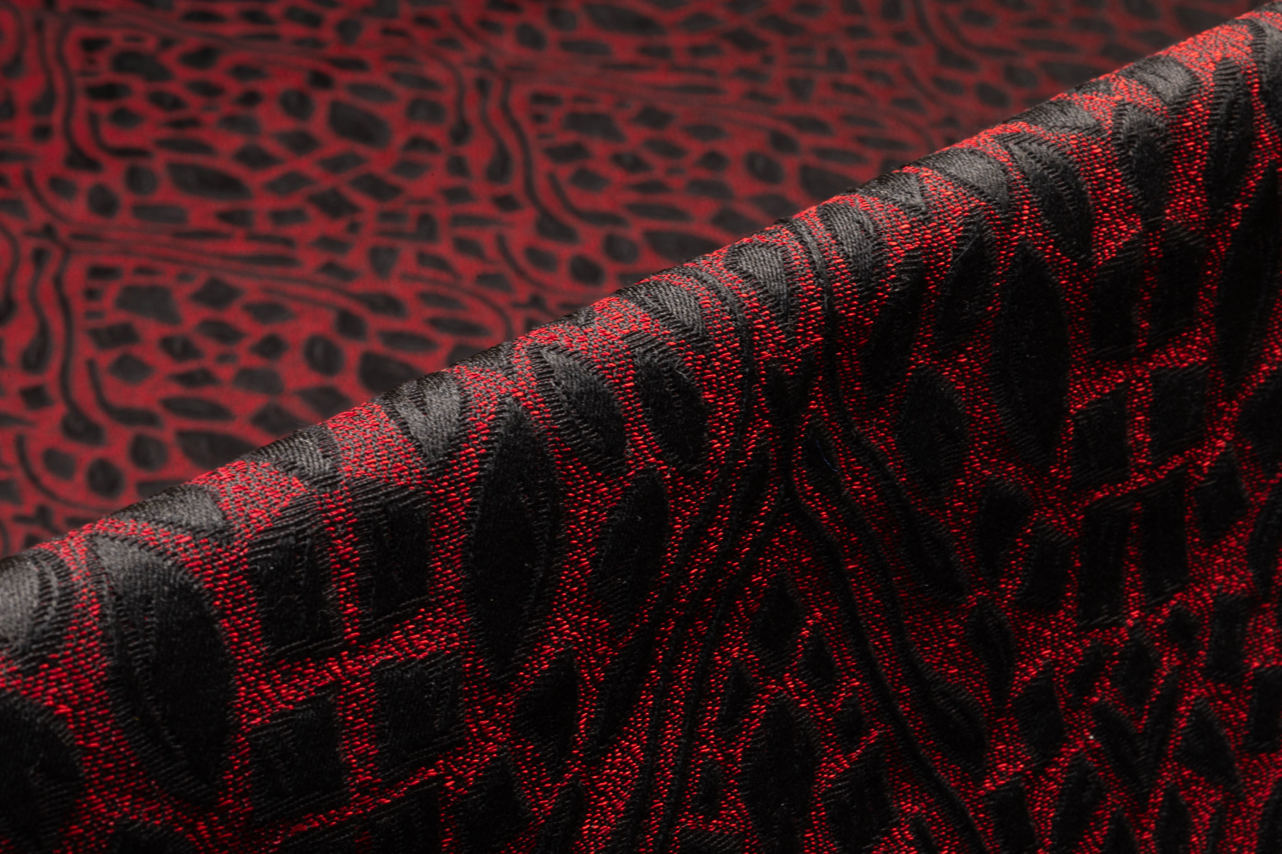 Abstract Italian Brocade - Red / Black