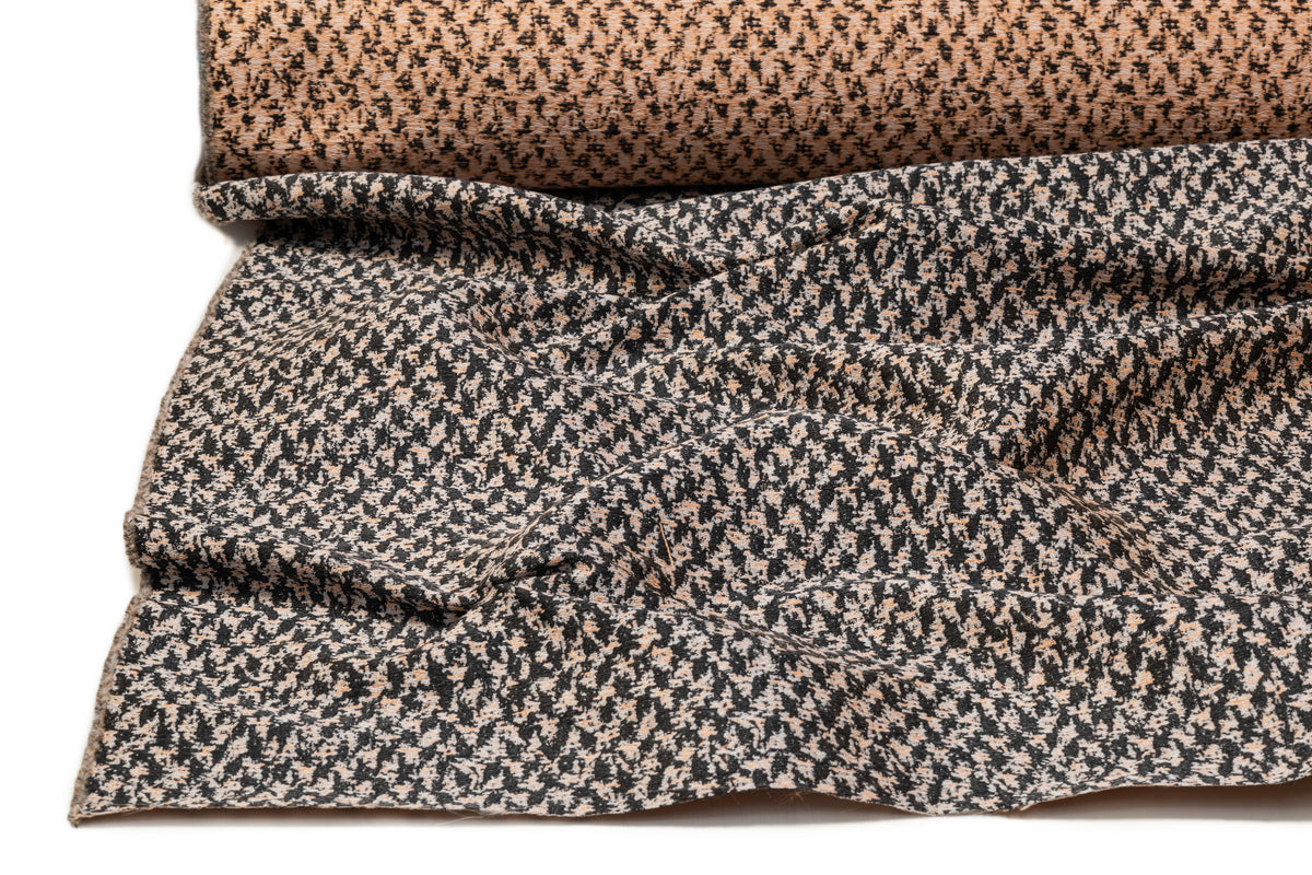 Textured Italian Brocade - Peach / Charcoal