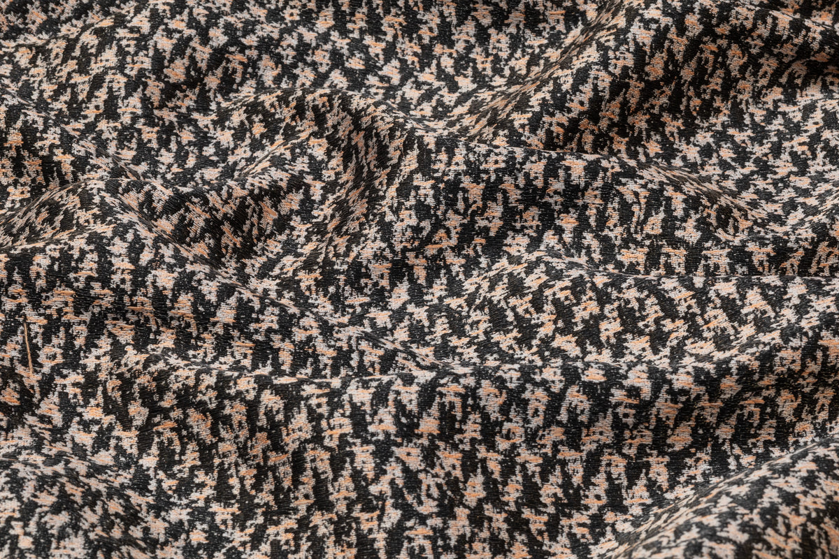 Textured Italian Brocade - Peach / Charcoal