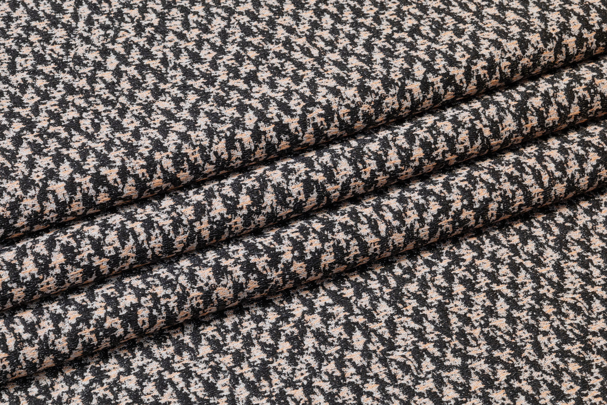 Textured Italian Brocade - Peach / Charcoal