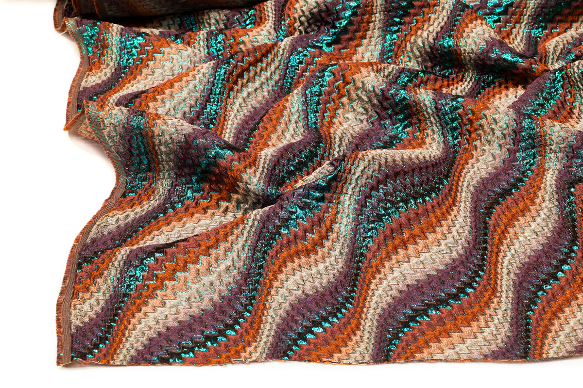 Abstract Metallic Italian Cloqué Brocade - Multicolor