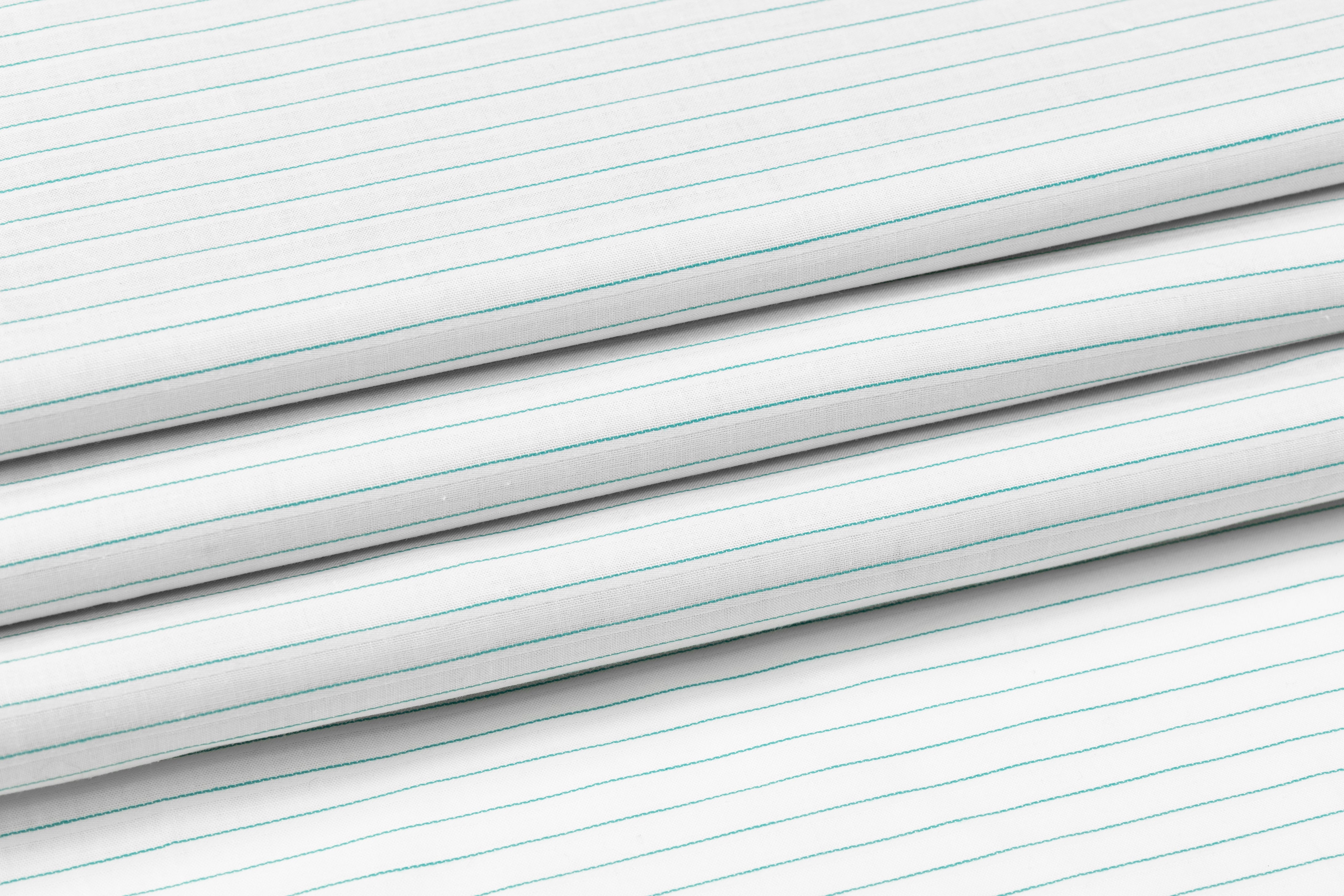 Striped Italian linen - White / Teal Green