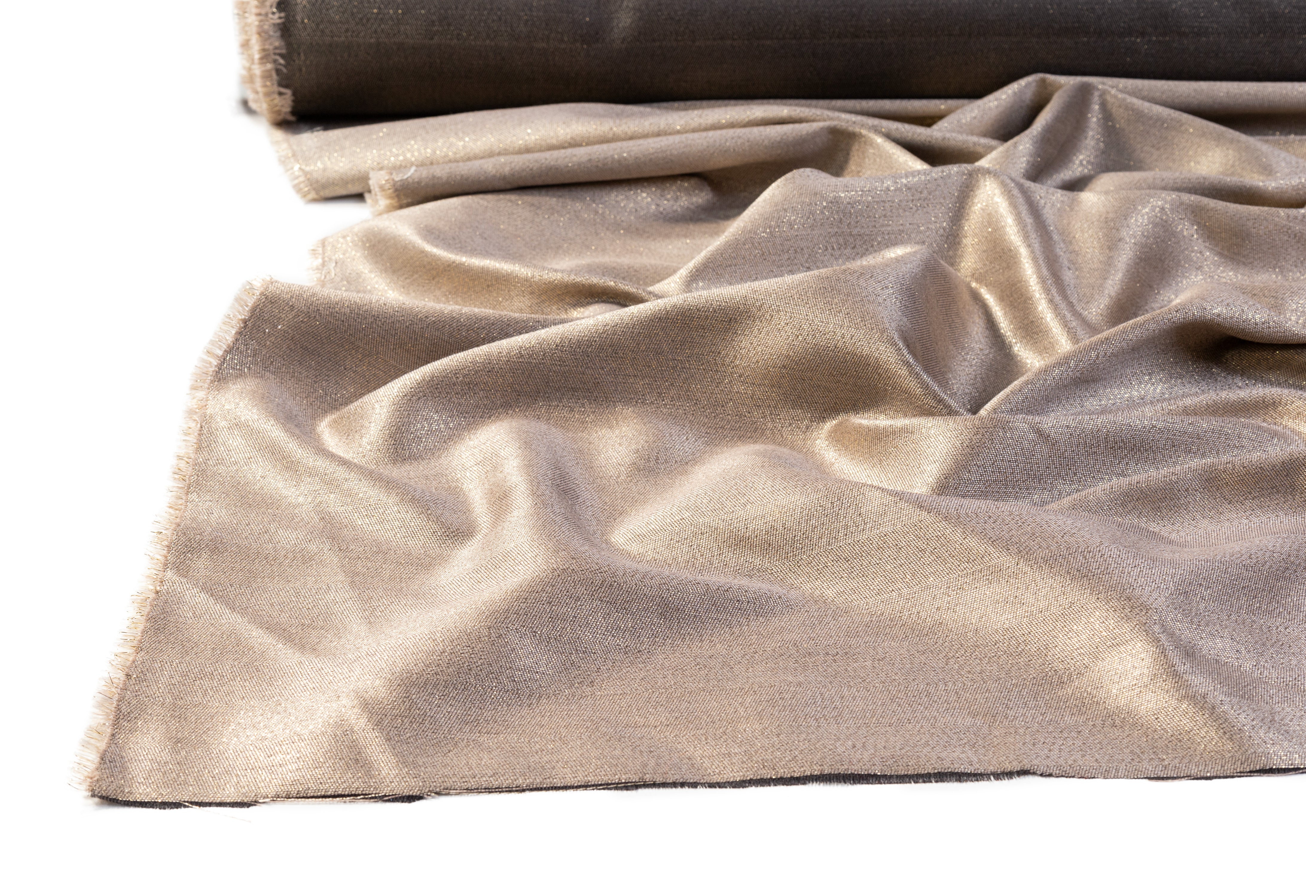 Italian Silk Wool Lamé - Champagne Gold
