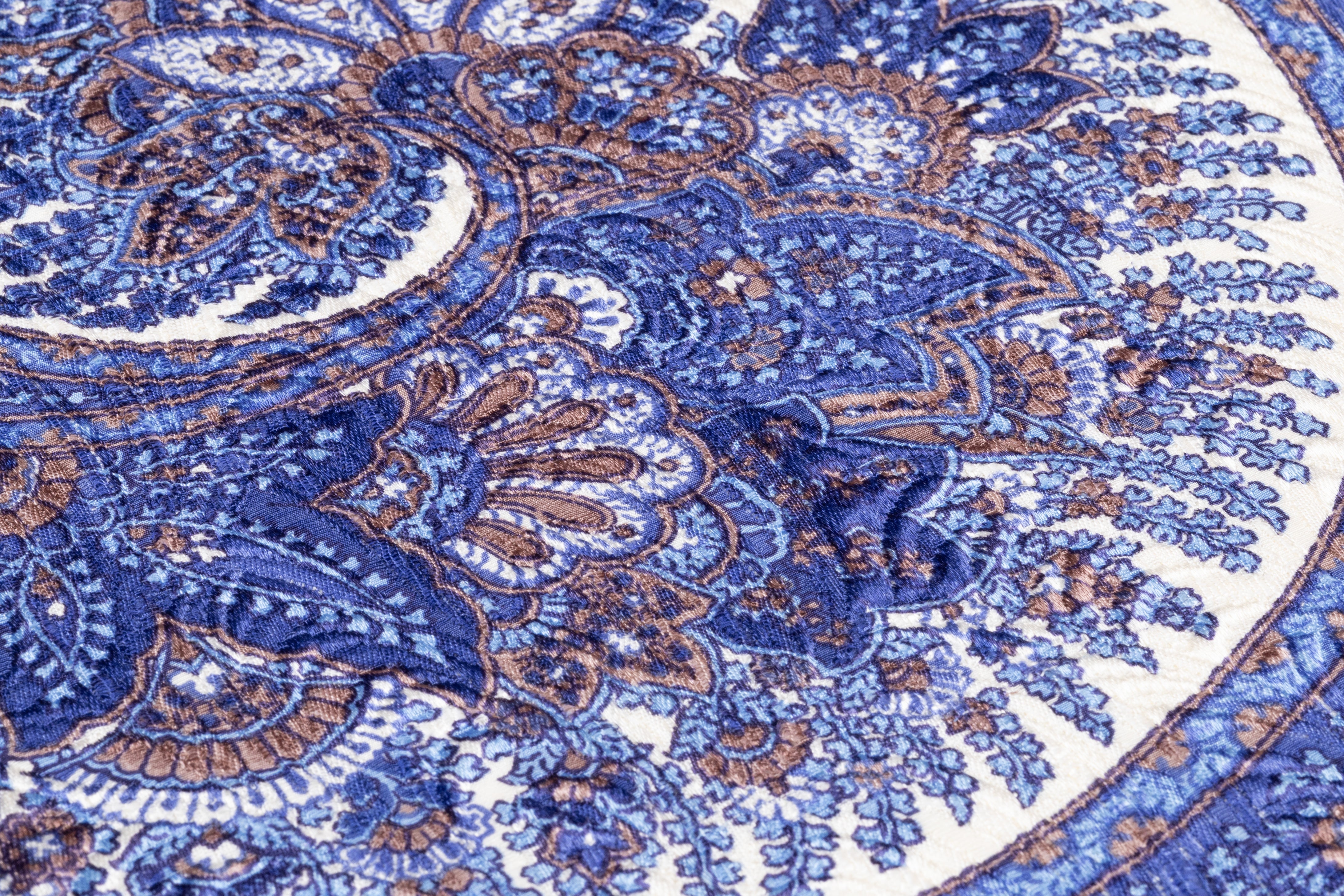 Emanuel Ungaro - Printed Italian Silk Blend Matelassé - Blue